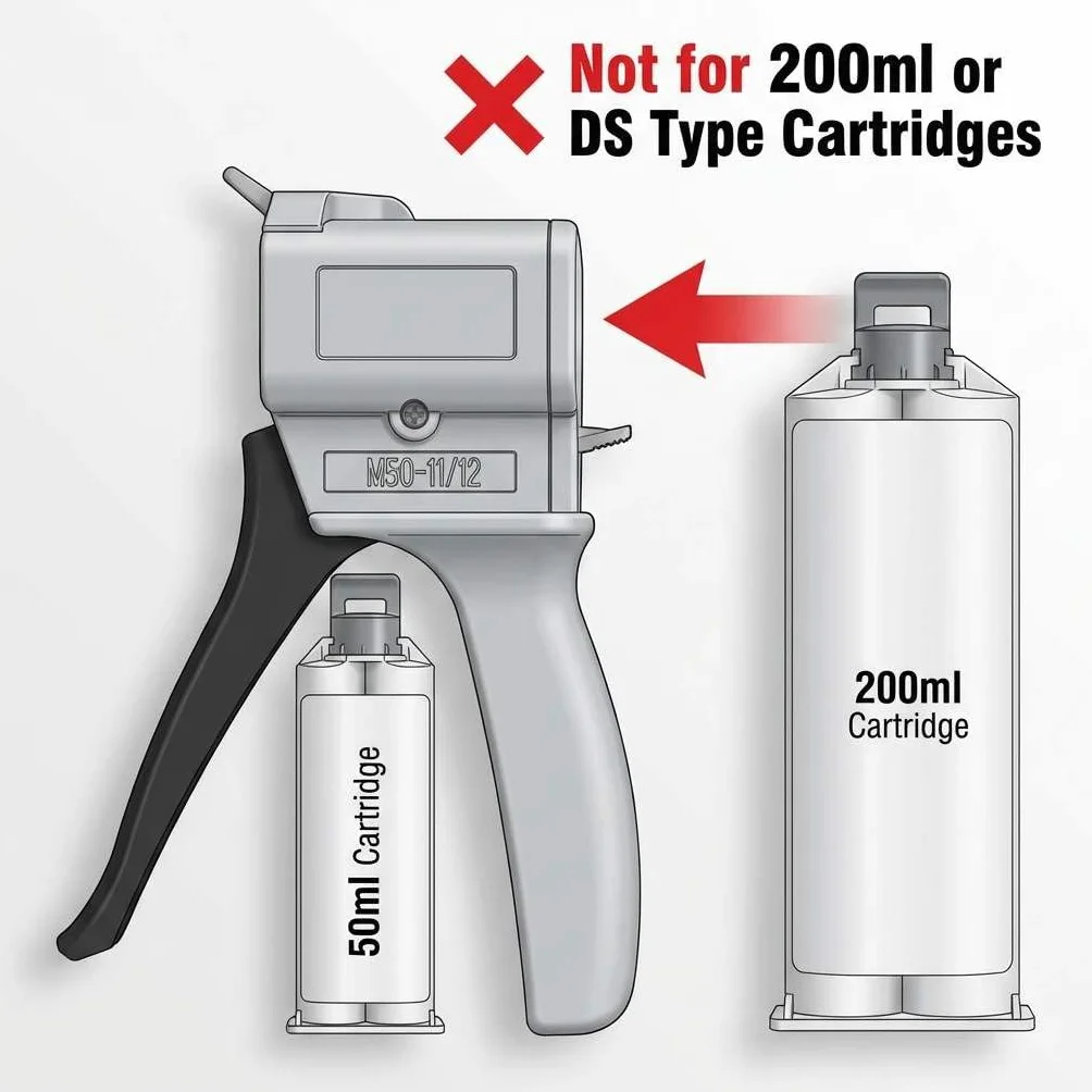 QWORK® 50 ml pistolet do klejenia epoksydowego z rękojeścią klej zmieszany, 1: 1 i 2: 1 pistolet do nabojów z pistoletem do klejenia, aplikator do mieszanki