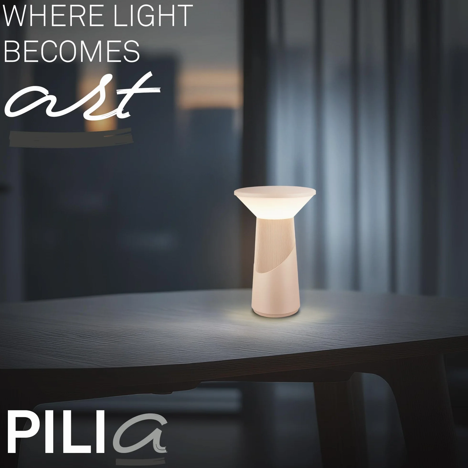 BRILONER - Ładowalna lampa stołowa bezprzewodowa, dotykowy ściemniacz z płynną regulacją, funkcja pamięci, ip44, usb-c, LED model przenośny, German Design Award 2026, 15x24 cm, beżowy kolor