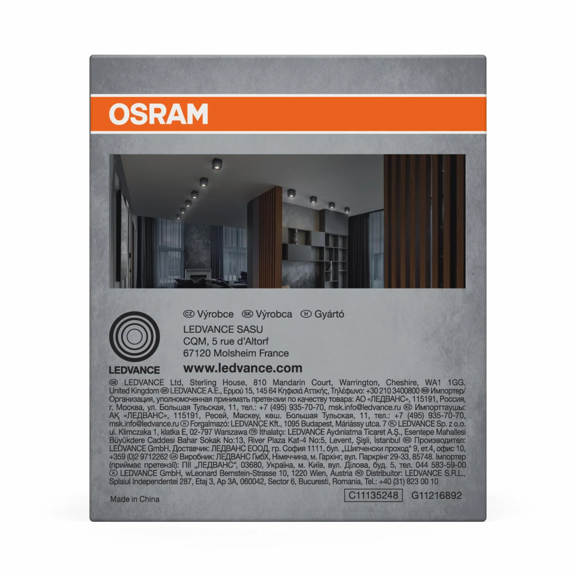 OSRAM Spot Surface Square montowana na suficie spot, czarna, z oprawką GU10, może być wyposażony w zwykłą lub inteligentną lampę LED, elastyczny kąt rozsyłu, stopień ochrony IP20, wysokiej jakości
