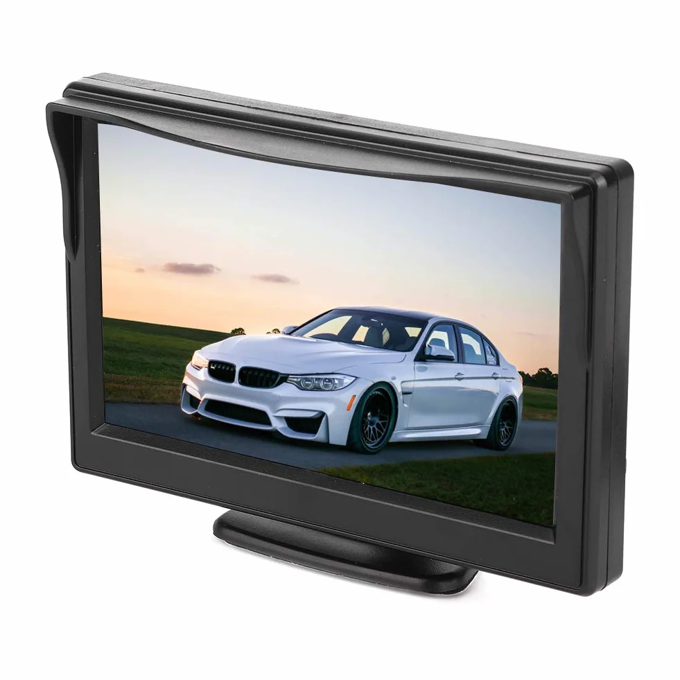 Samochodowy Monitor HD TFT LCD 5-calowy 2-kanałowy Odtwarzacz Wideo AV do Kamery Cofania