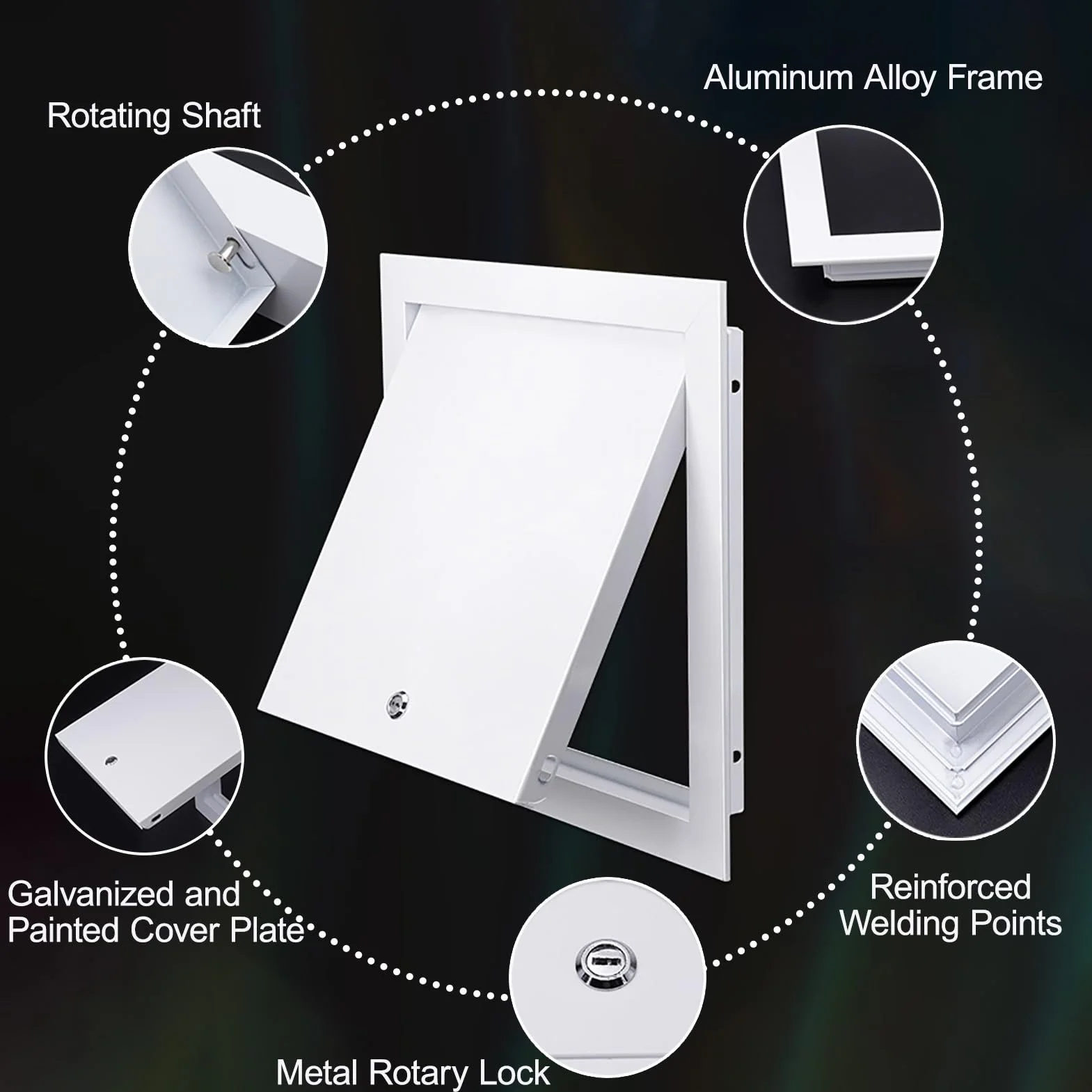 Aluminiowa osłona klapy dachowej bezpieczny metalowy panel dostępu do drzwi poddasza zamykany panel do piwnicy na poddaszu, szopie słonecznej, 35 x 35 cm (13,7 x 13,7 cala)