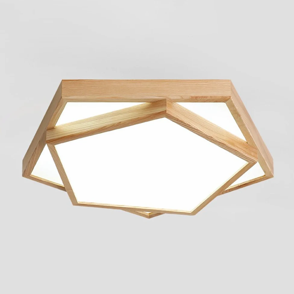 Nowoczesna Sufitowa Led, Drewniana Sufitowa, Oświetlenie Sufitowe O Geometrycznym Kształcie Z Akrylowym Abażurem Do Sypialni I Pralni, Półpłaska Oprawa Sufitowa/3000 Tys./35 Cm