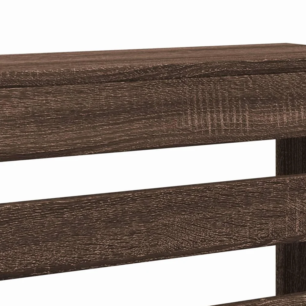 Pokrowiec na grzejnik, brązowy, dąb, 78 x 20 x 82 cm, designerska osłona chłodnicy, nowoczesna płyta MDF, pionowe listwy drewniane, dekoracyjna szafka do salonu, sypialni, przedpokoju, duża