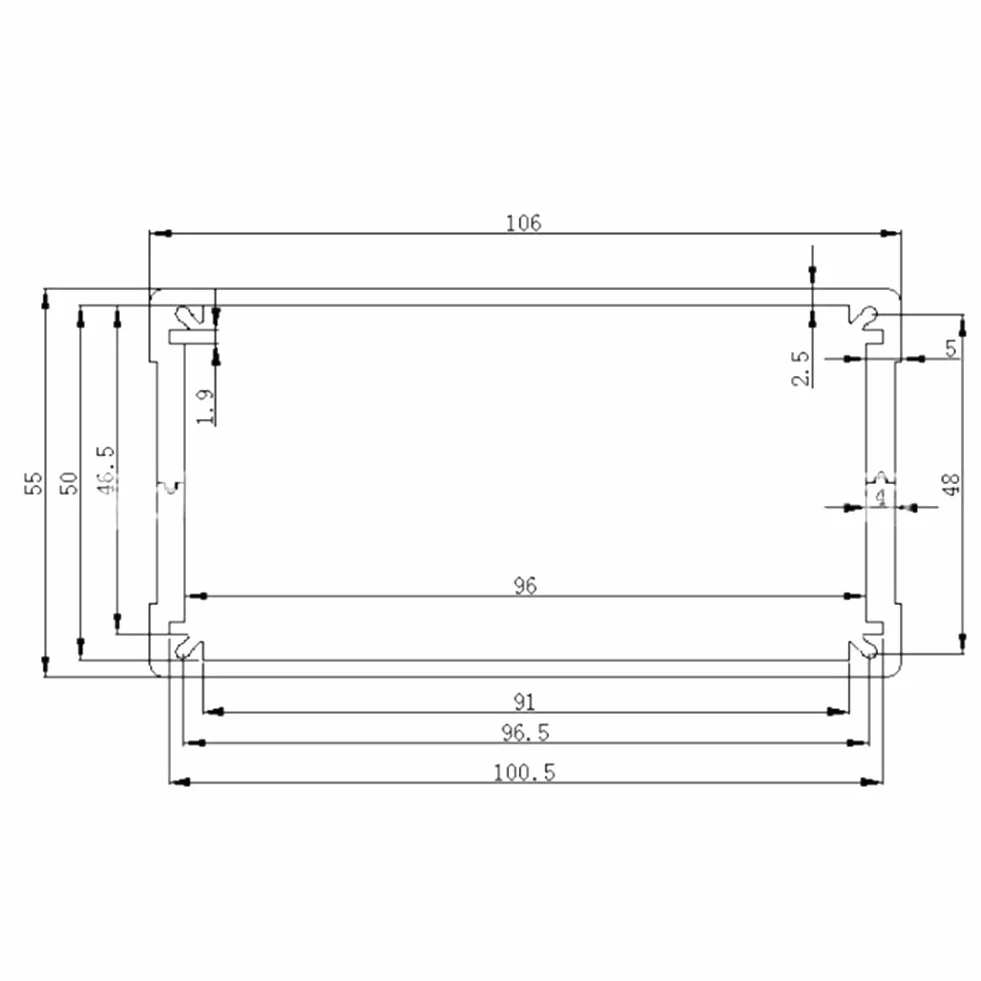 Pudełko projektowe ze stopu aluminium, 55X106X200mm obudowa w kolorze piaskowym, elektroniczna obudowa ochronna, rozpraszająca ciepło skrzynka przyłączeniowa