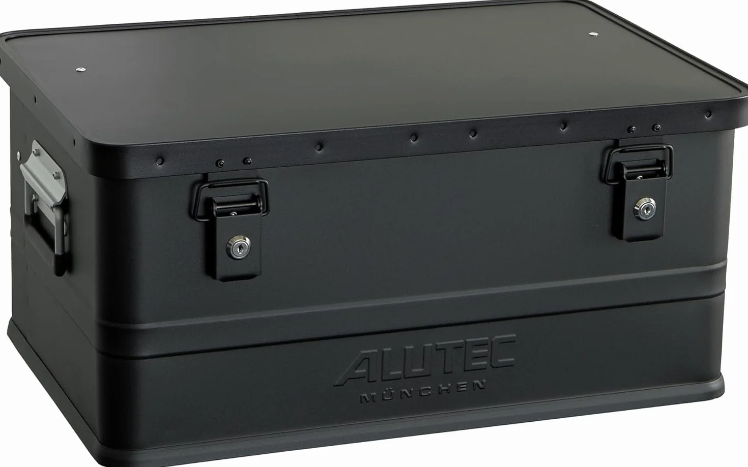 ALUTEC Pudełko aluminiowe Classic 48 (kolor czarny, pojemność 48 l, wymiary wewnętrzne (dł. x szer. x wys.) 550 x 350 x 250 mm/wymiary zewnętrzne (dł. x szer. x wys.) 575 x 385 x 270 mm, pudełko do