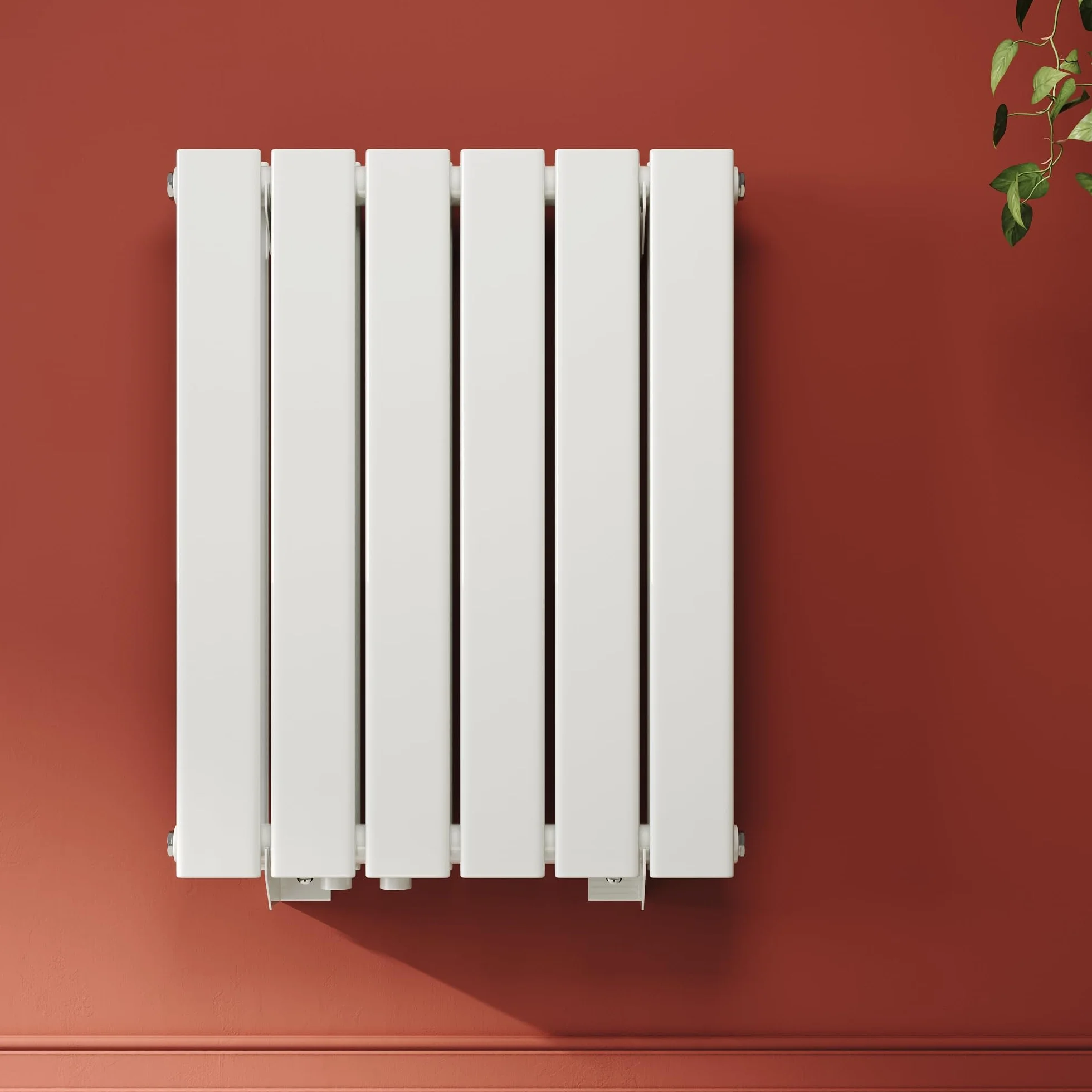 SONNI Designerski grzejnik 600 x 465 mm, biały, dwuwarstwowy grzejnik płaski i mały, do łazienki, pionowy grzejnik łazienkowy, płaski grzejnik panelowy do łazienki, grzejnik płaski z przyłączem
