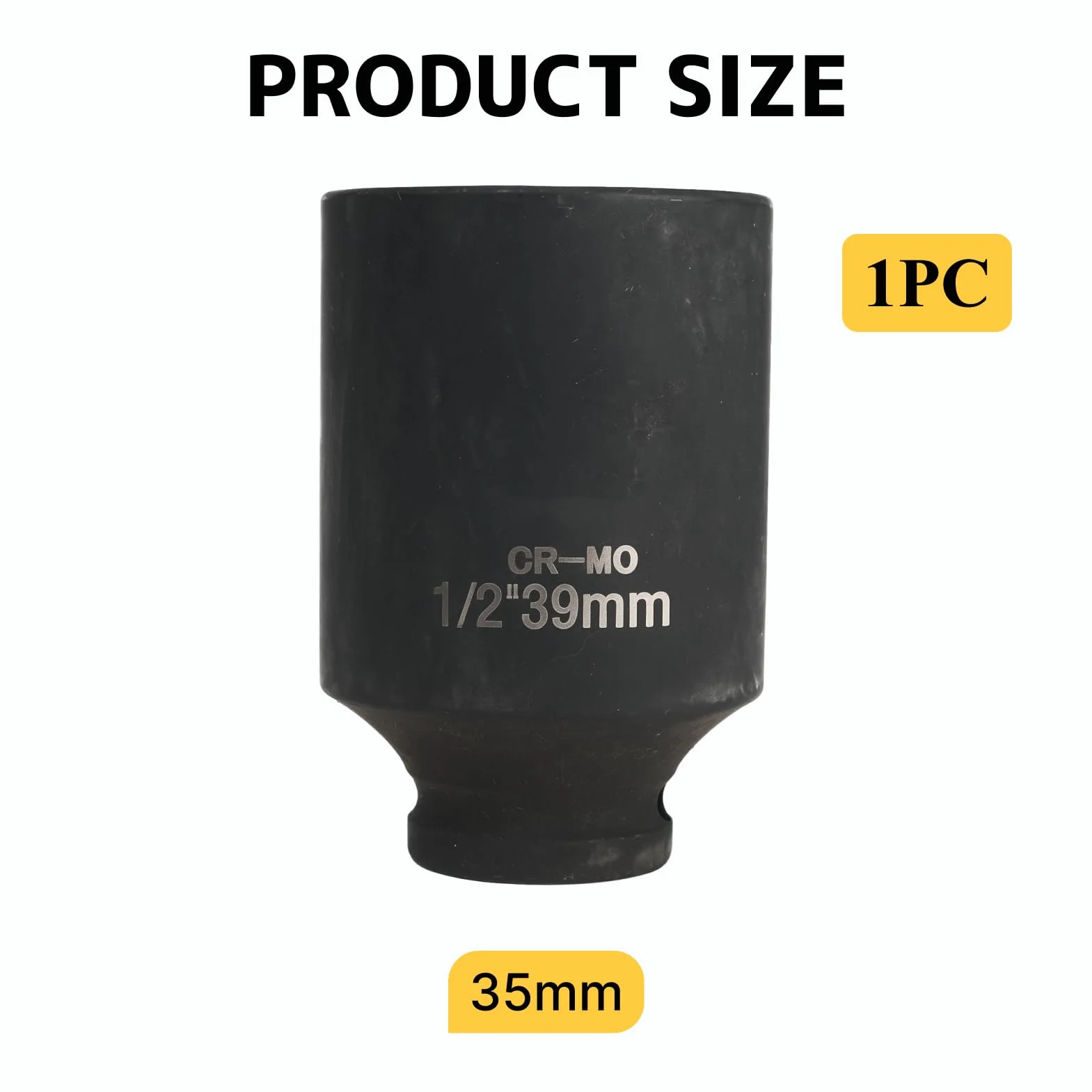 Gniazdo 39mm 1/2" 12-kątowe, nasadka udarowa 1/2 39 mm stal chromowo-molibdenowa CR-MO(czarna)