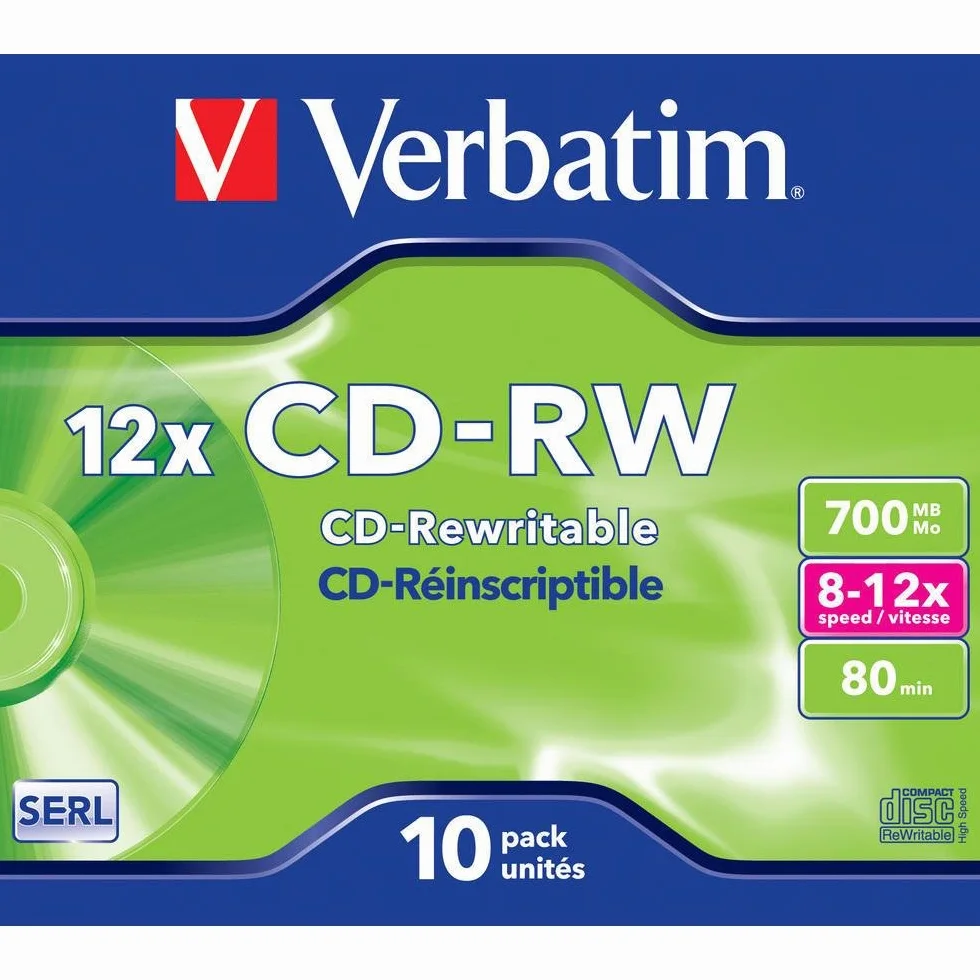 Verbatim 43148 CD-R w Odporne na Zarysowania, 700 MB, 12 x Prędkość, (10 Sztuk)