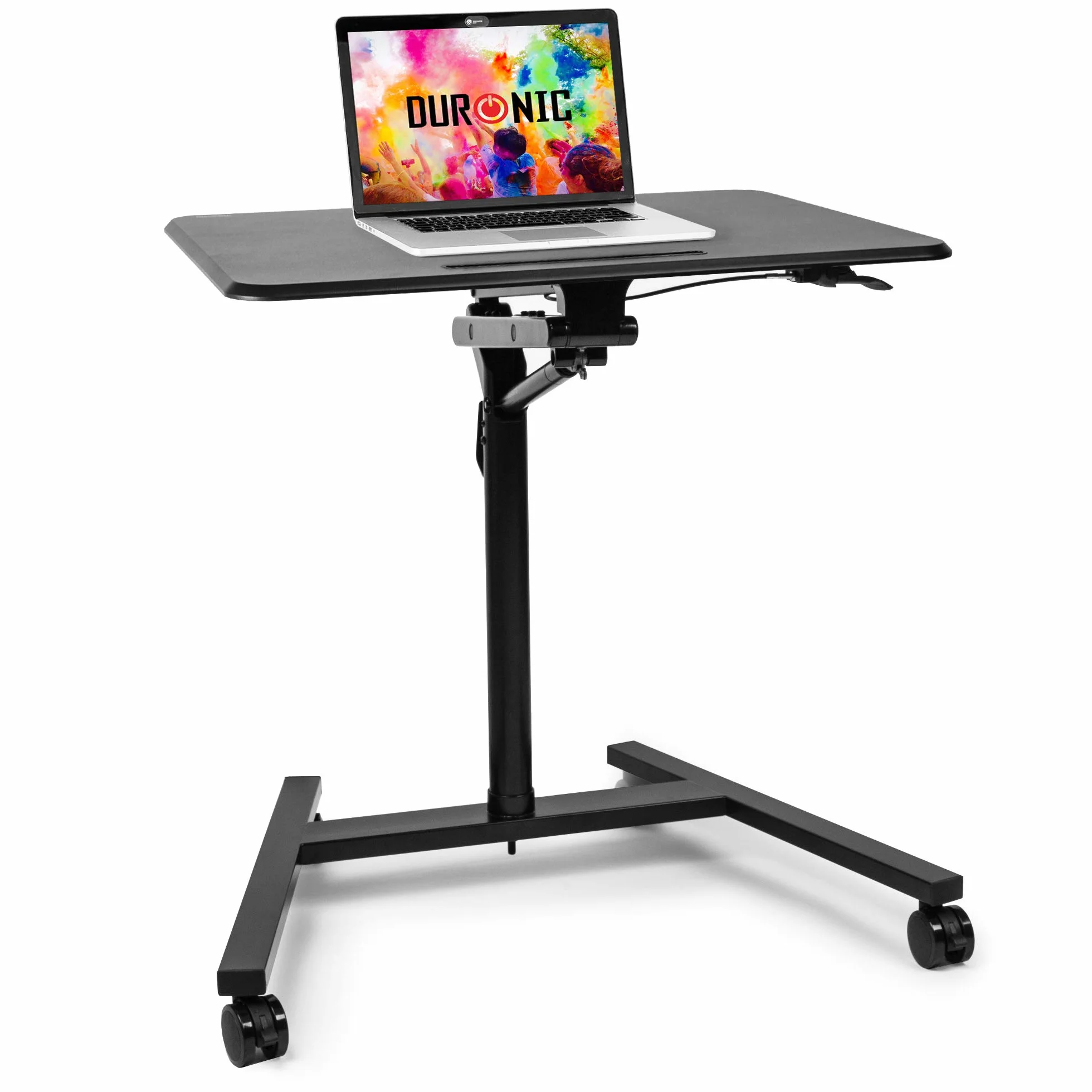 Duronic WPS37 Stojak na laptopa rzutnik lub projektor | mobilne biurko do 10 kg | hydrauliczna regulacja wysokości | praca stój siedź home office | kółka z blokadą | podium mównica do prezentacji