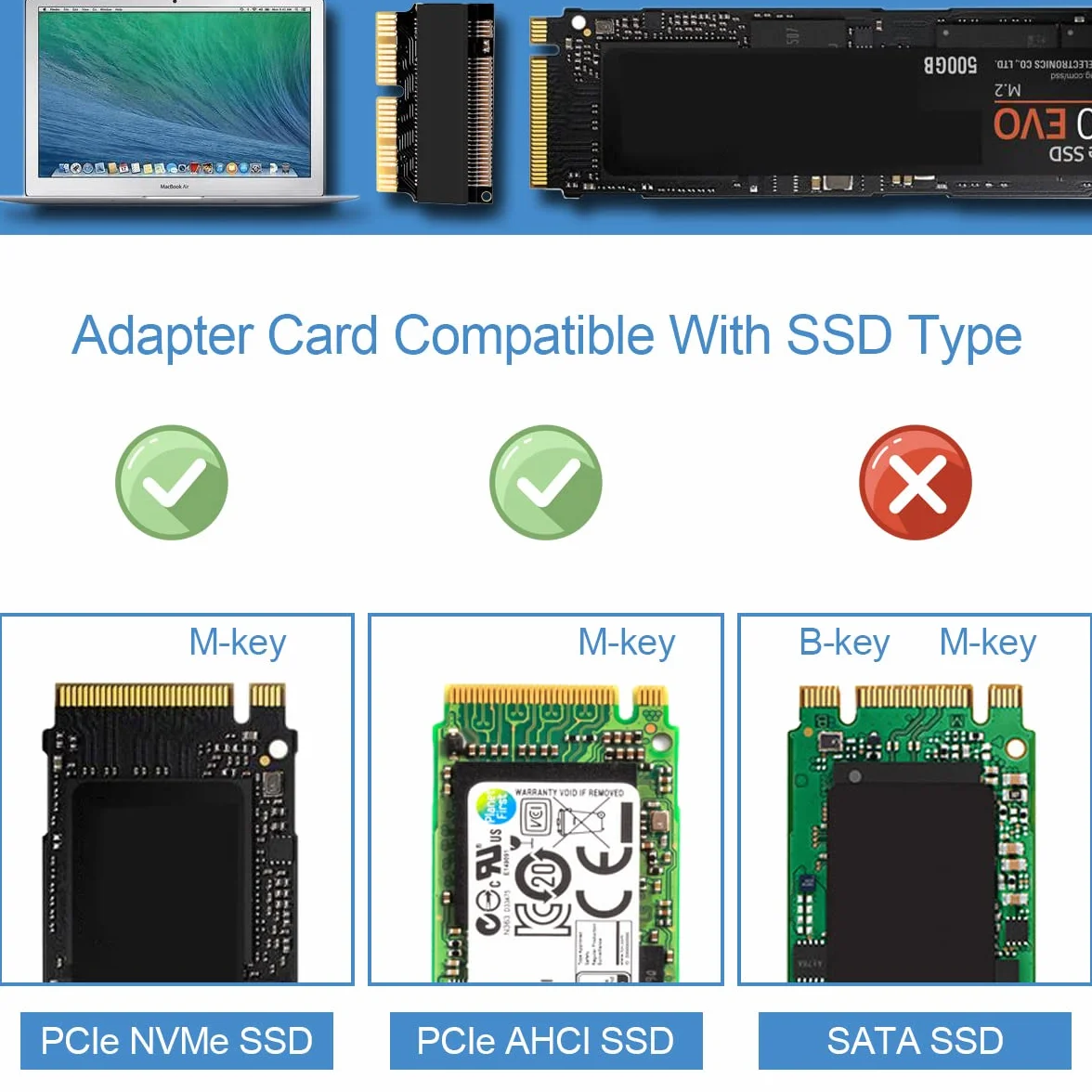 Adapter NGFF M.2 NVMe SSD do MacBooka 2013-2017, 2 szt