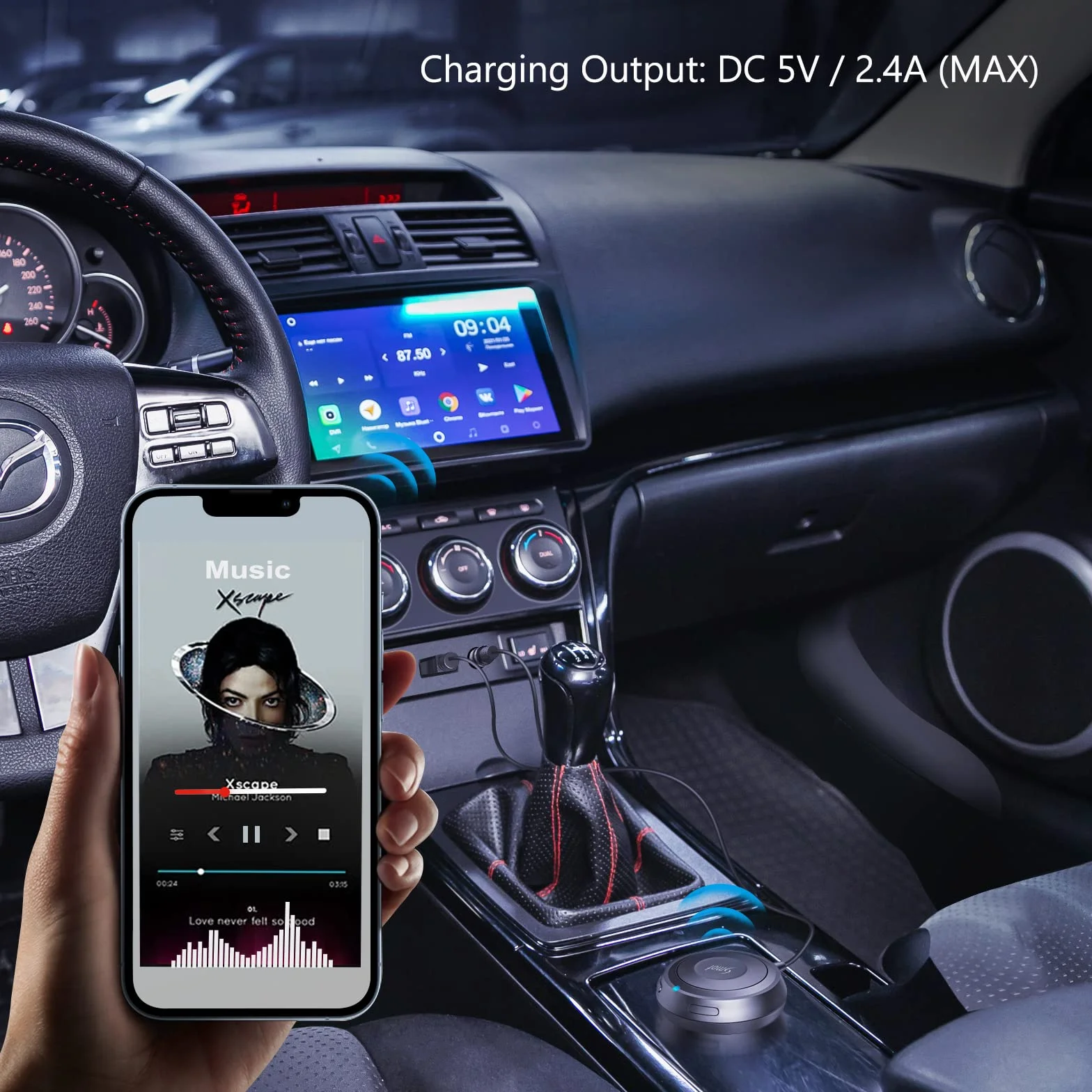 Adapter Bluetooth do samochodu z izolatorem szumów, bezprzewodowy odbiornik AUX