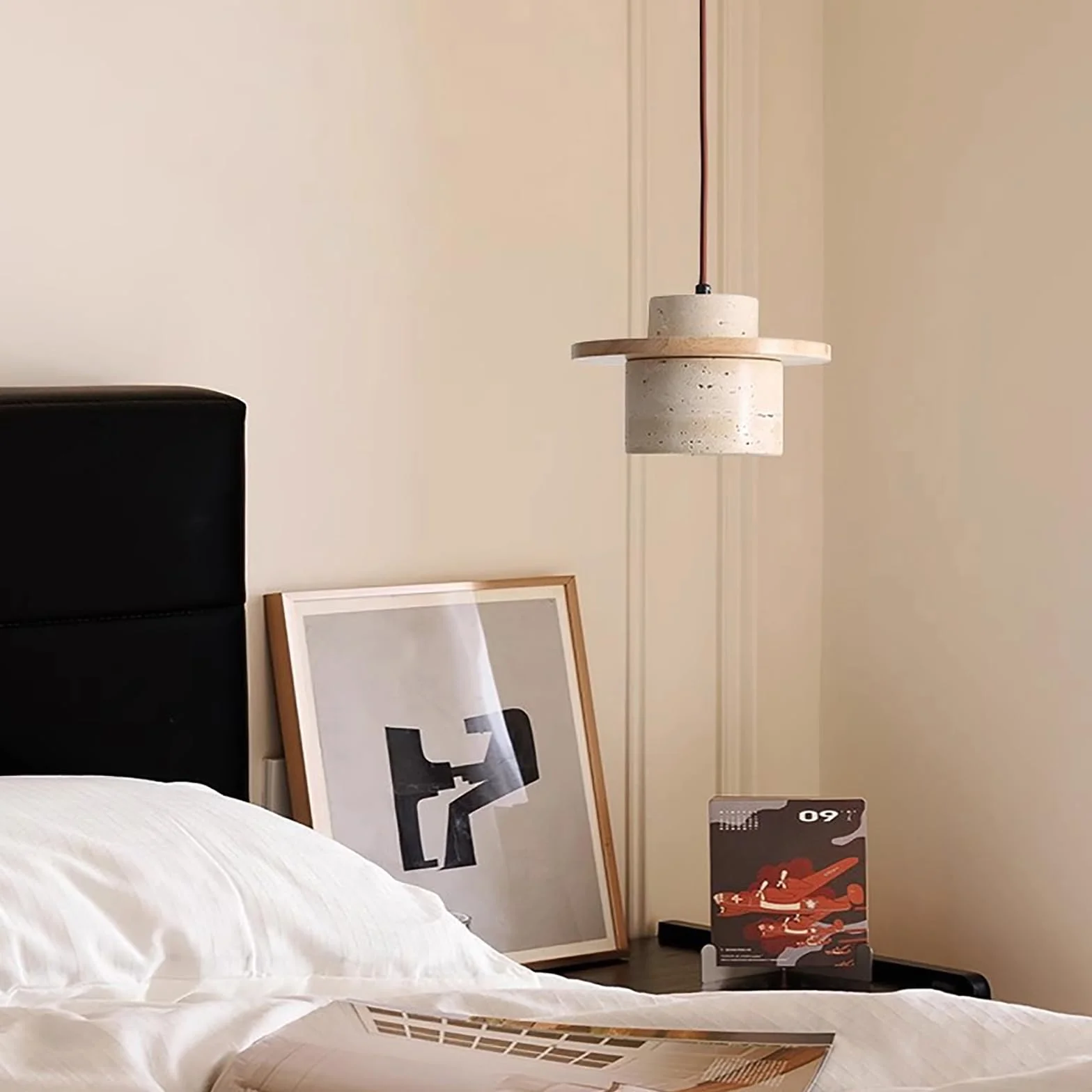Nowoczesna nordycka betonowa lampa wisząca do jadalni wyspy kuchennej naturalny kamień abażur żyrandol sufit wiszące oświetlenie
