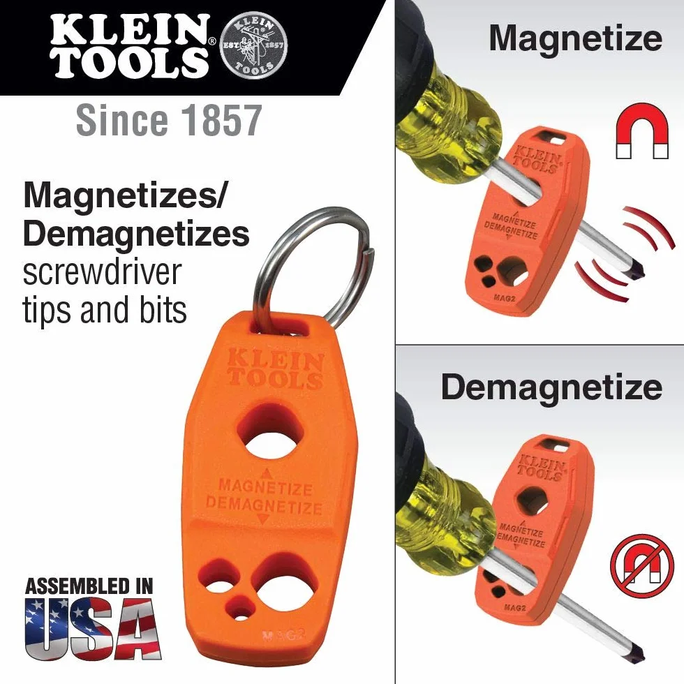 Magnetyzator i demagnetyzator do końcówek i końcówek śrubokrętów, silny magnes ziem rzadkich Klein Tools MAG2