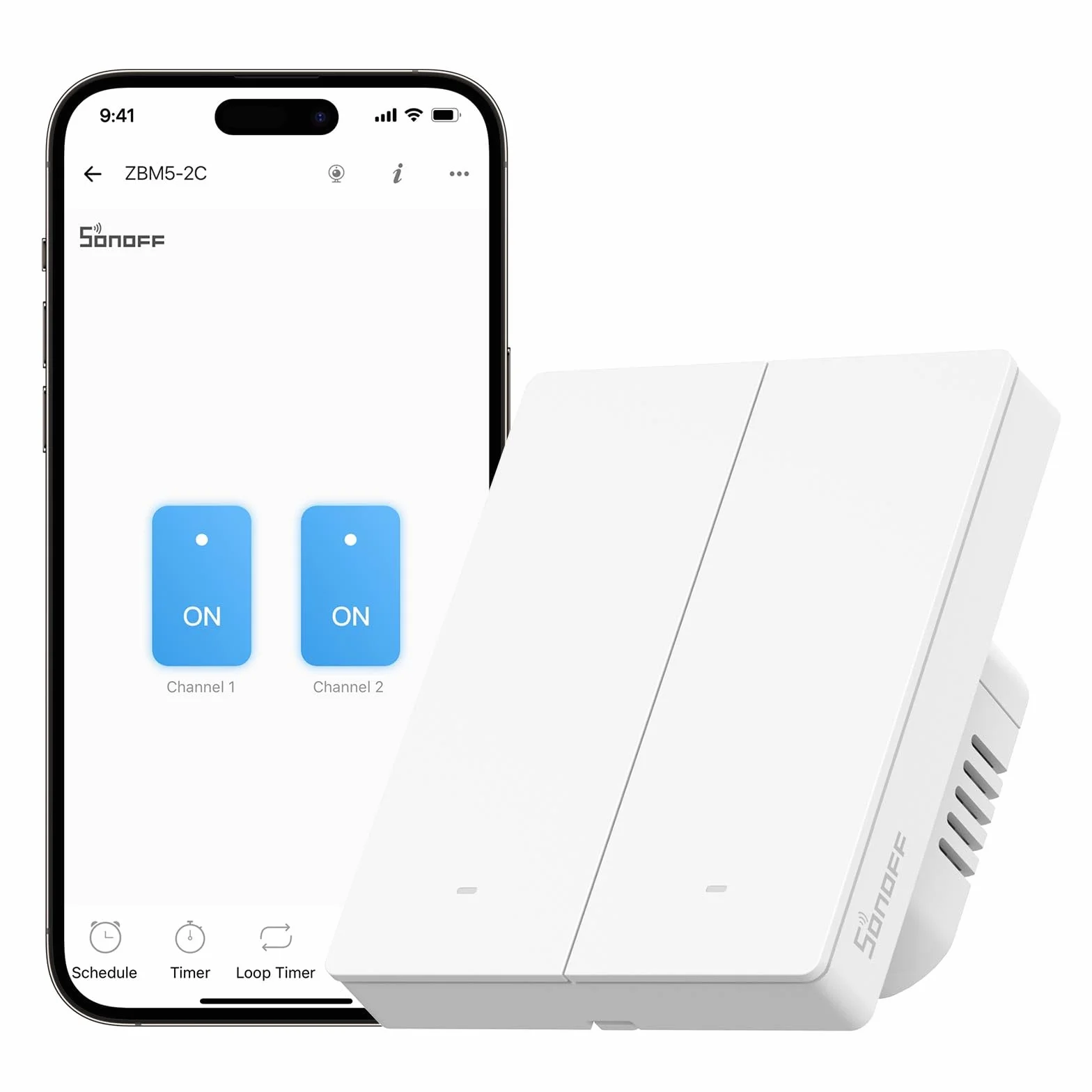 SONOFF Smart Light Switch, Wymaga SONOFF Zigbee Hub, Smart Switch, Bez Zera lub z Zerem, APP Remote Control, Zigbee Switch ZBM5 80-Type, 2-klawiszowy