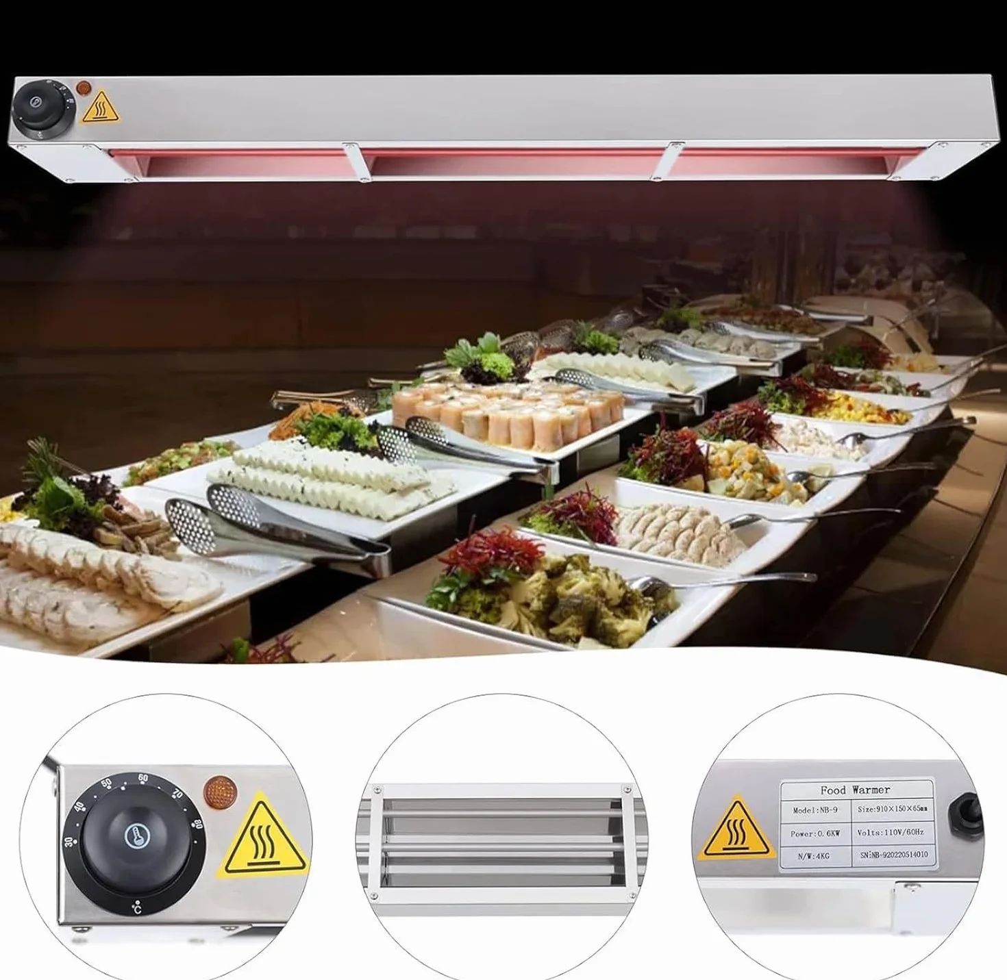 Komercyjna lampa grzewcza do żywności, lampa do żywności, wyposażenie kuchni restauracji, dla restauracji, catering,