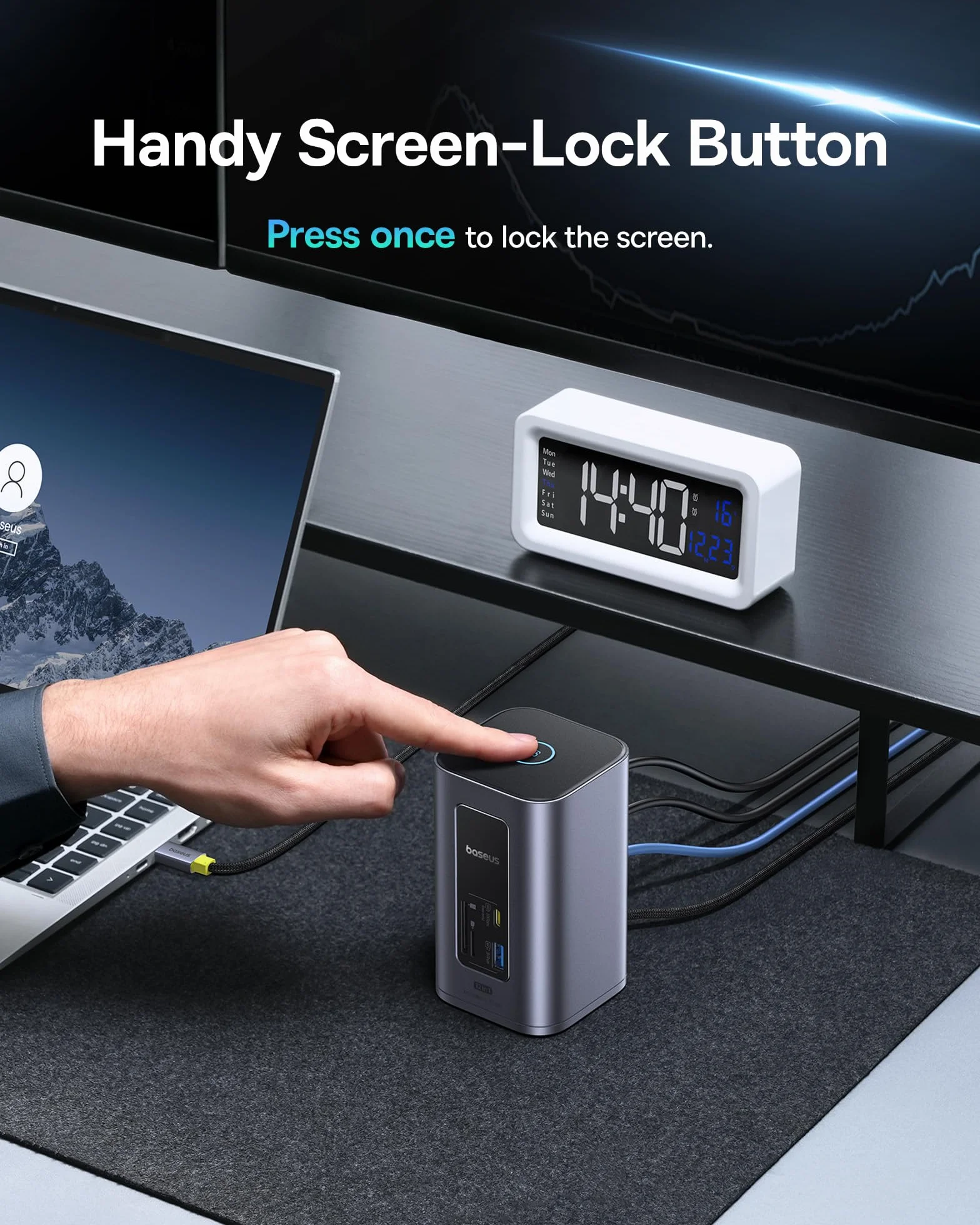 Baseus Stacja dokująca USB-C Nomos Air 12 w 1 2 x 4K HDMI 10 Gbps 100 W PD Gigabit Ethernet