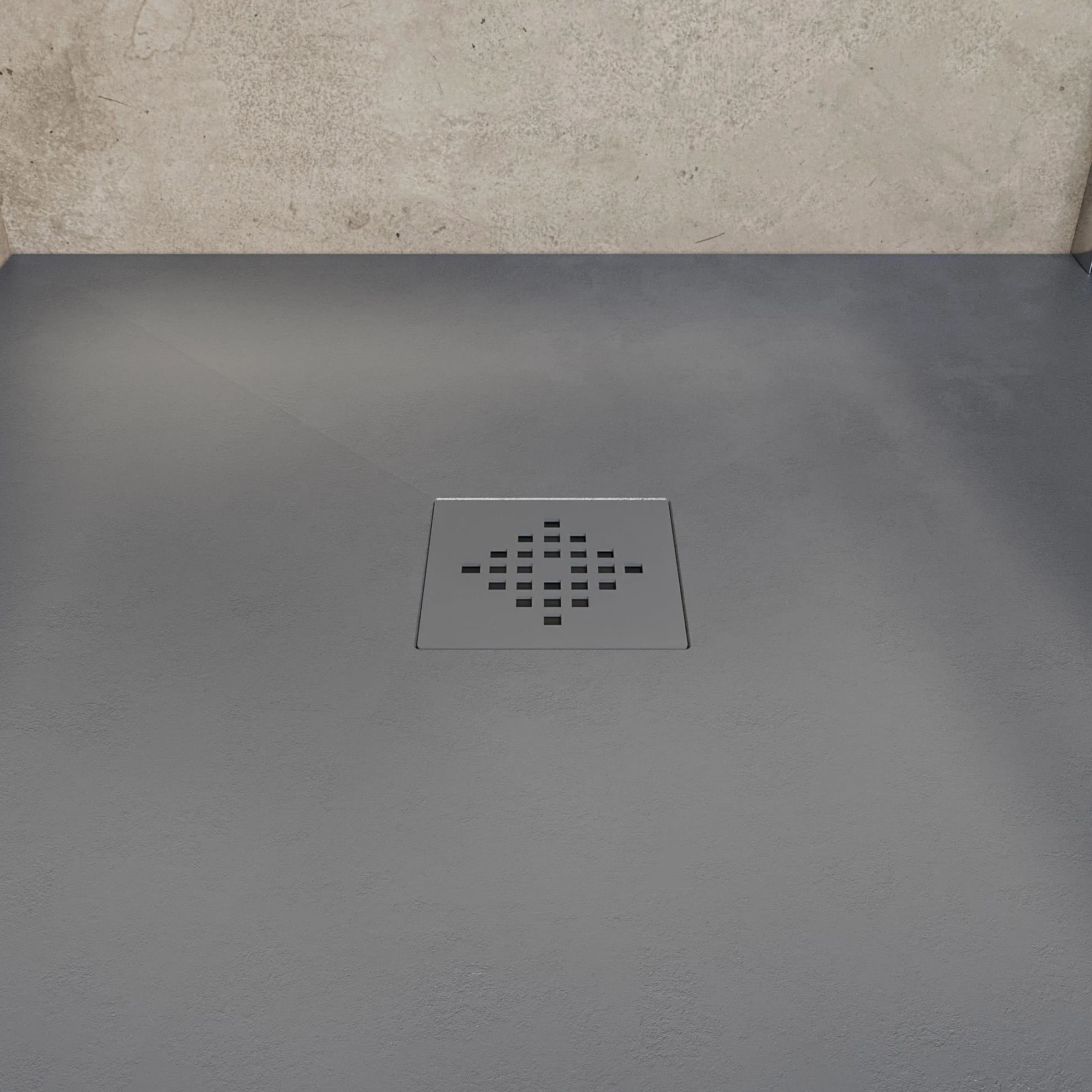 SOULHOME Brodzik prysznicowy– Żywica– Gel Coat– Gładki Jedwab tekstura – Antypoślizgowy – Kolor cementowoszary – 160X70- Niski 3 cm– Z dodatkowym syfonem – Standard