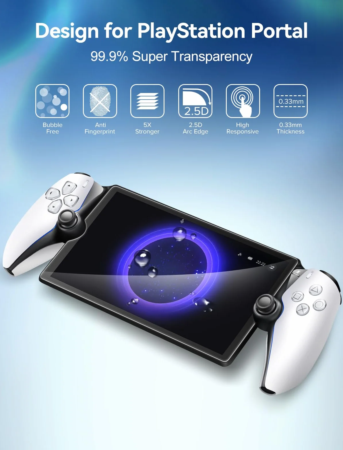 ivoler Szkło ochronne kompatybilne z PlayStation Portal Remote PlayPlayer, szkło ochronne o twardości 9H, odporne na zarysowania, przezroczyste HD, odporne na pęcherzyki powietrza, ochrona przed