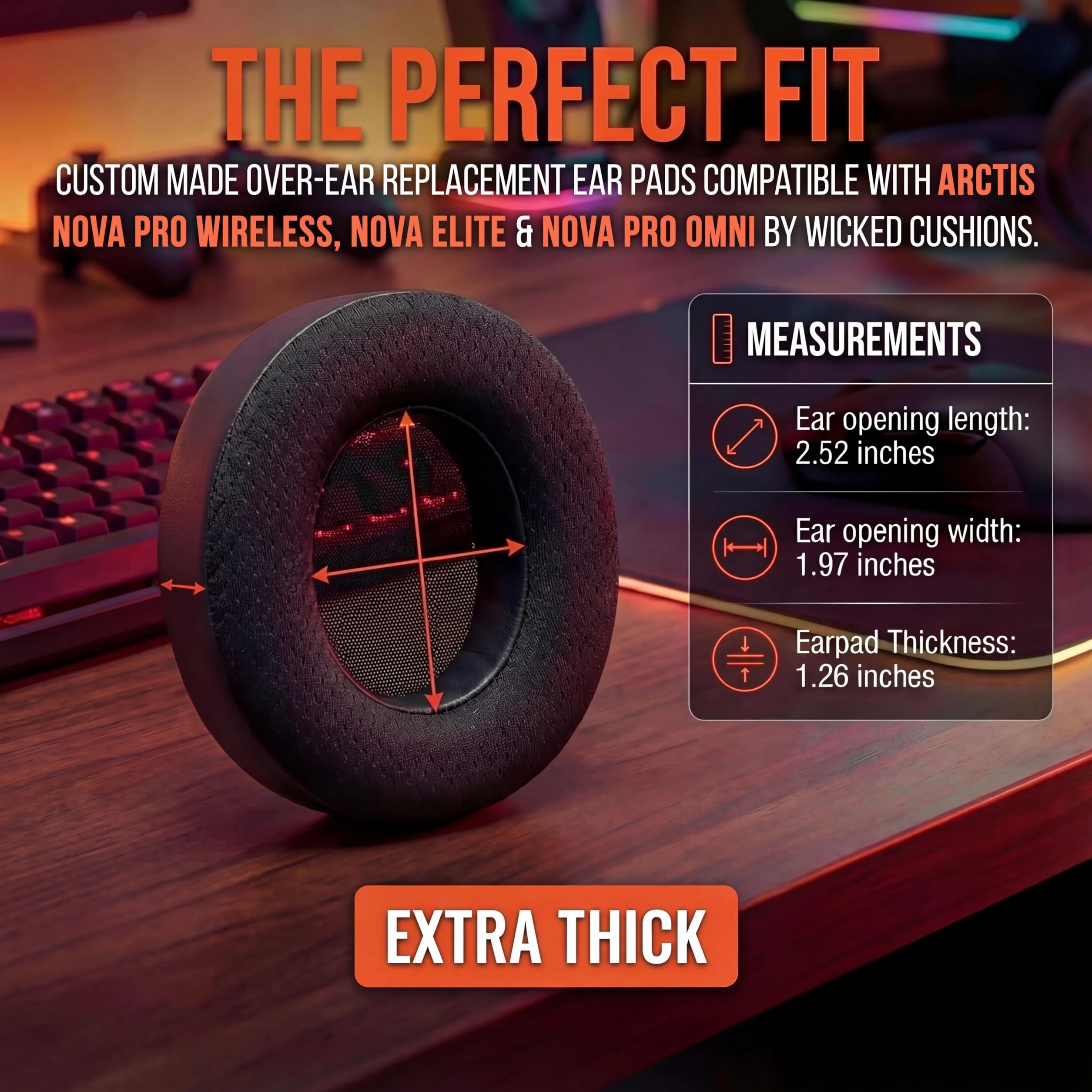 Wicked Cushions WC Freeze Nova Pro Wireless – chłodzące żelowe nauszniki do słuchawek Arctis Nova Pro Wireless, Nova Elite i Nova Pro Omni | Black