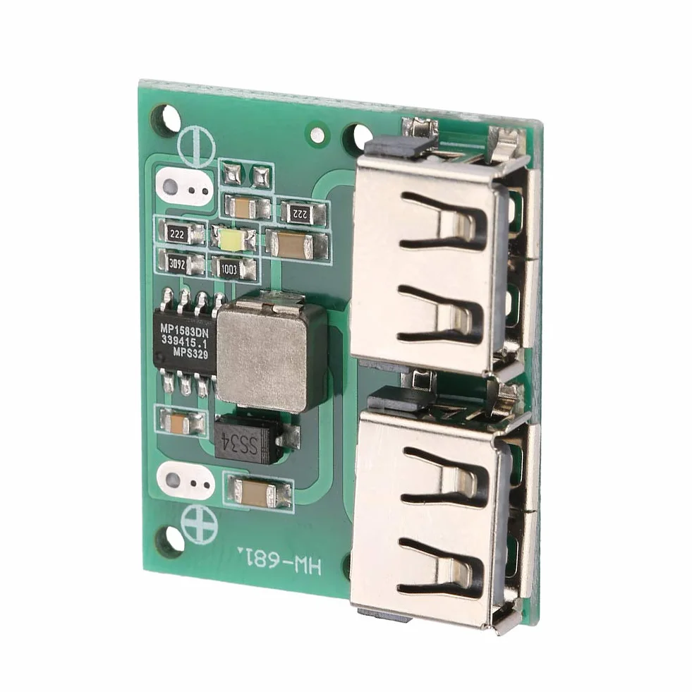 ASHATA Przetwornica z dwoma wyjściami USB, 9 V/12 V/24 V do 5 V 3 A DC-DC Step Down moduł ładowania moduł ładowania zasilacz regulator napięcia wolt transformator płyta