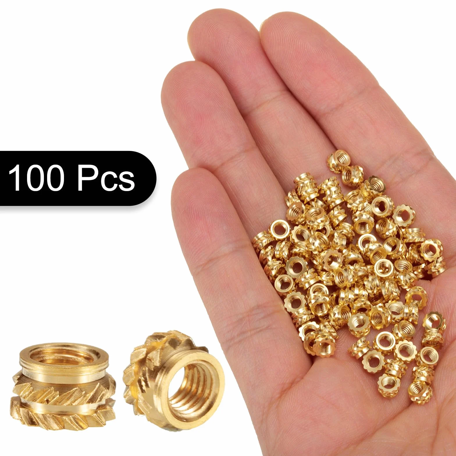 QUARKZMAN 100 sztuk M3 wkładki gwintowane z mosiądzu na gorąco M3x3mm, OD 5mm radełkowane nakrętki wtykowe, druk 3D mosiężne nakrętki żeńskie wkładki gwintowane