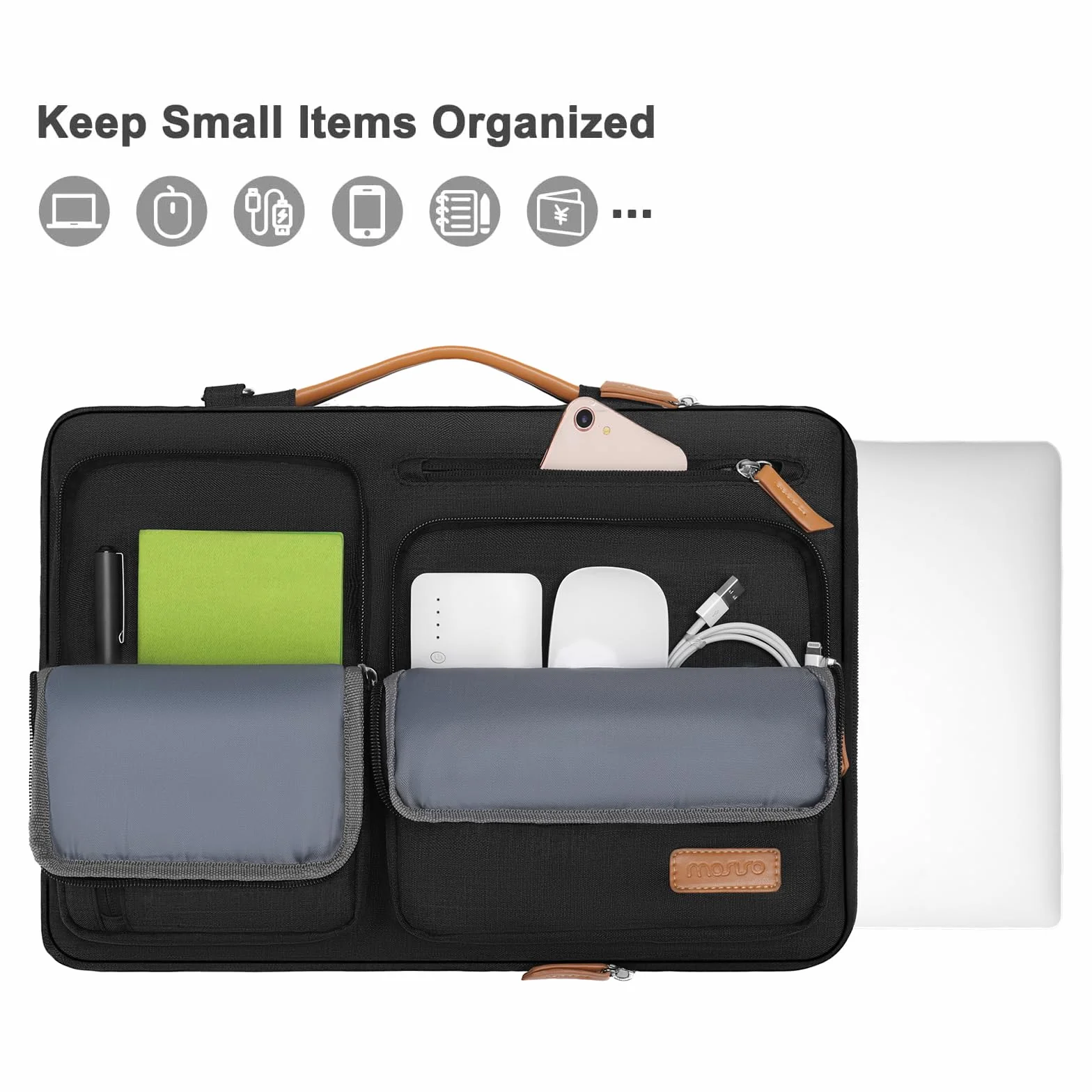 MOSISO Ochronna torba na laptopa 16 cali, kompatybilna z MacBook Pro 16, HP, Dell, Lenovo, Asus, etui listonoszka z 4 kieszeniami