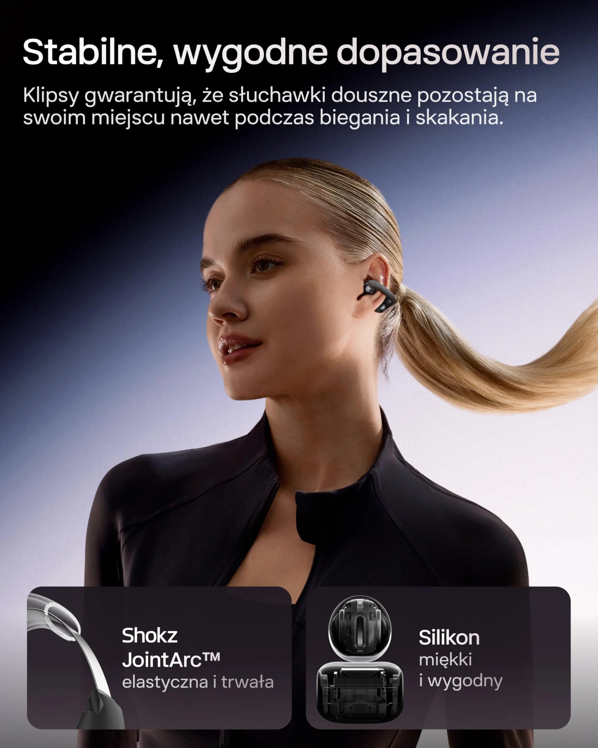 SHOKZ OpenDots ONE Otwarte Słuchawki Douszne Bluetooth 5.4, Dolby Audio, IP54, Czarny
