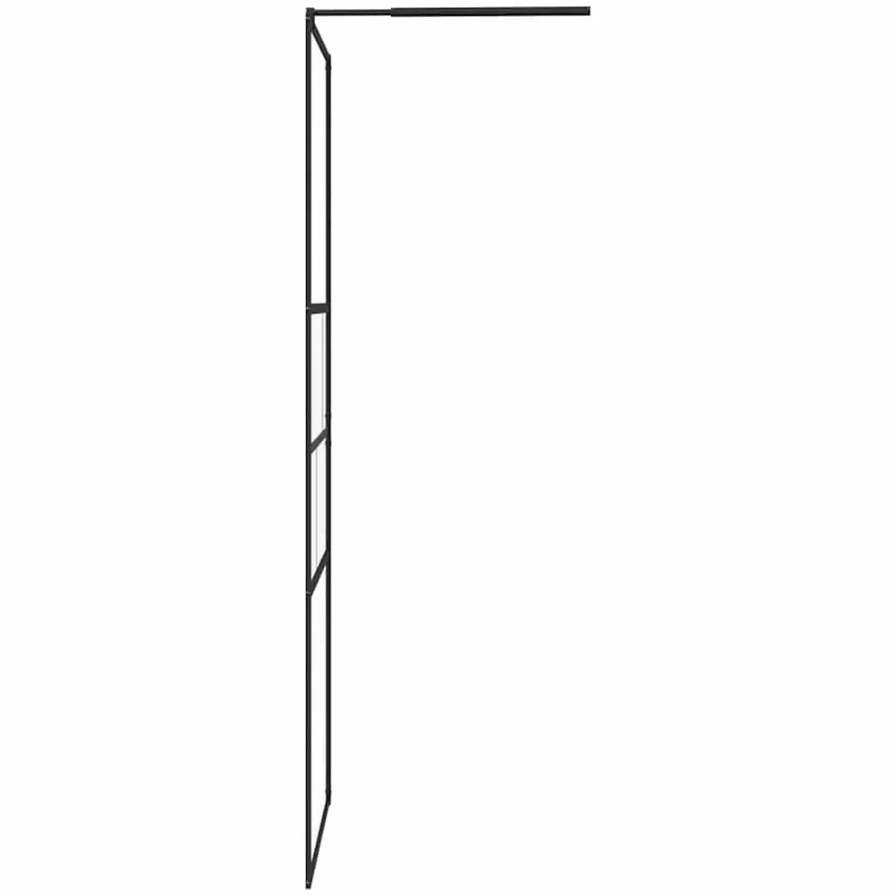 Ścianka prysznicowa Walk-in czarna ze szkła ESG i aluminium, 100 x 195 x 0,5 cm, ochrona przed pryskaniem, ścianka działowa do łazienki ze stabilizatorem, drążkiem mocującym i uszczelką