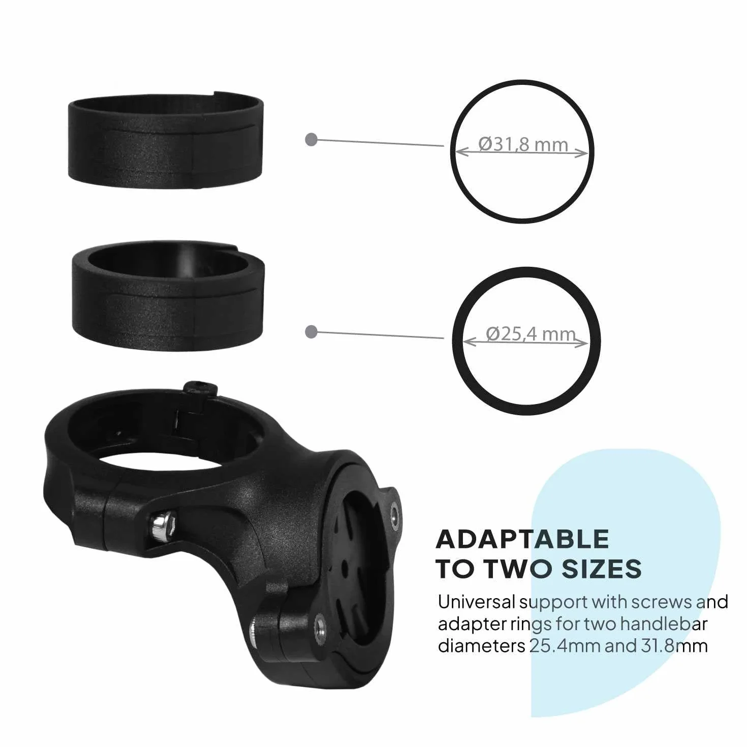 OcioDual Uchwyt krawędzi 2. generacji kompatybilny z Garmin Varia RTL510 RTL515 RVR315 GoPro, do prętów 25,4-31,8 mm