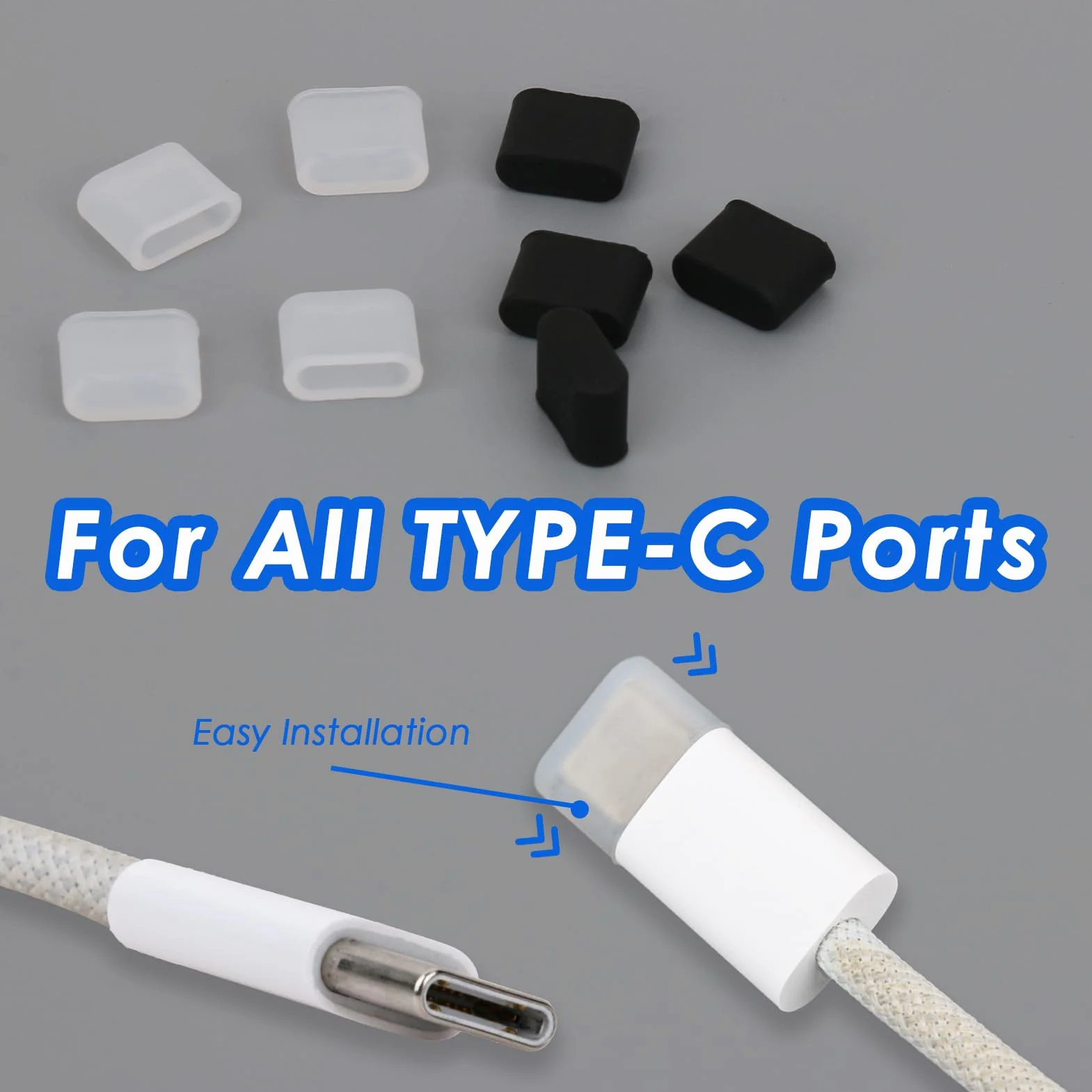 Nasadka ochronna USB-C 20 sztuk, pyłoszczelna osłona kabla, zaślepki USB typu C (czarna)