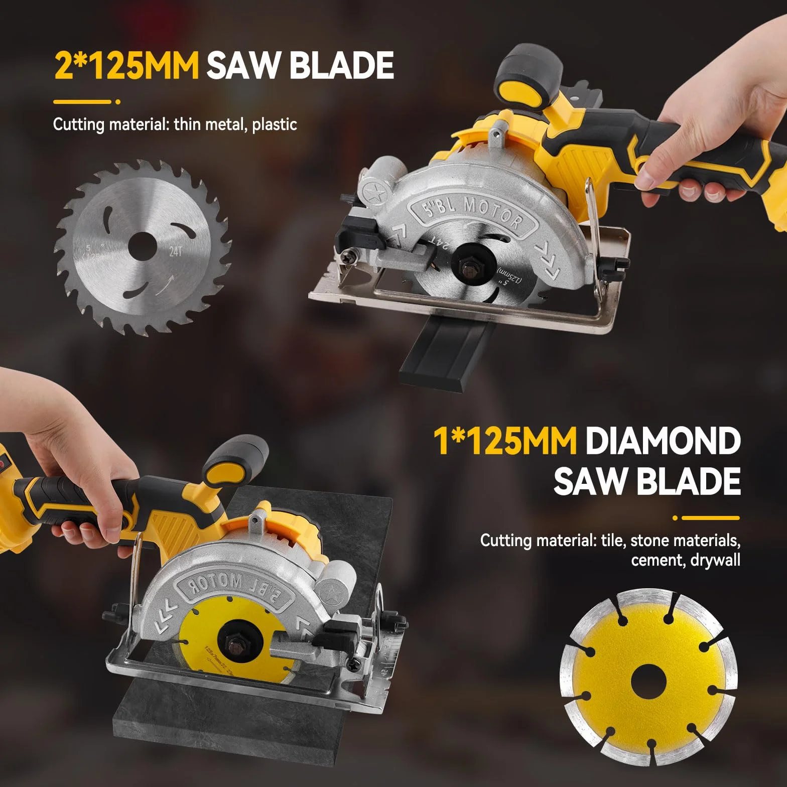 Bezprzewodowa piła tarczowa do piły tarczowej DEWALT 18 V 20 V, 1000 W 6200 obr./min, bezszczotkowa elektryczna piła tarczowa z 3 ostrzami 125 mm, skos 0-45°, głębokość 32 mm, do drewna, miękkiego