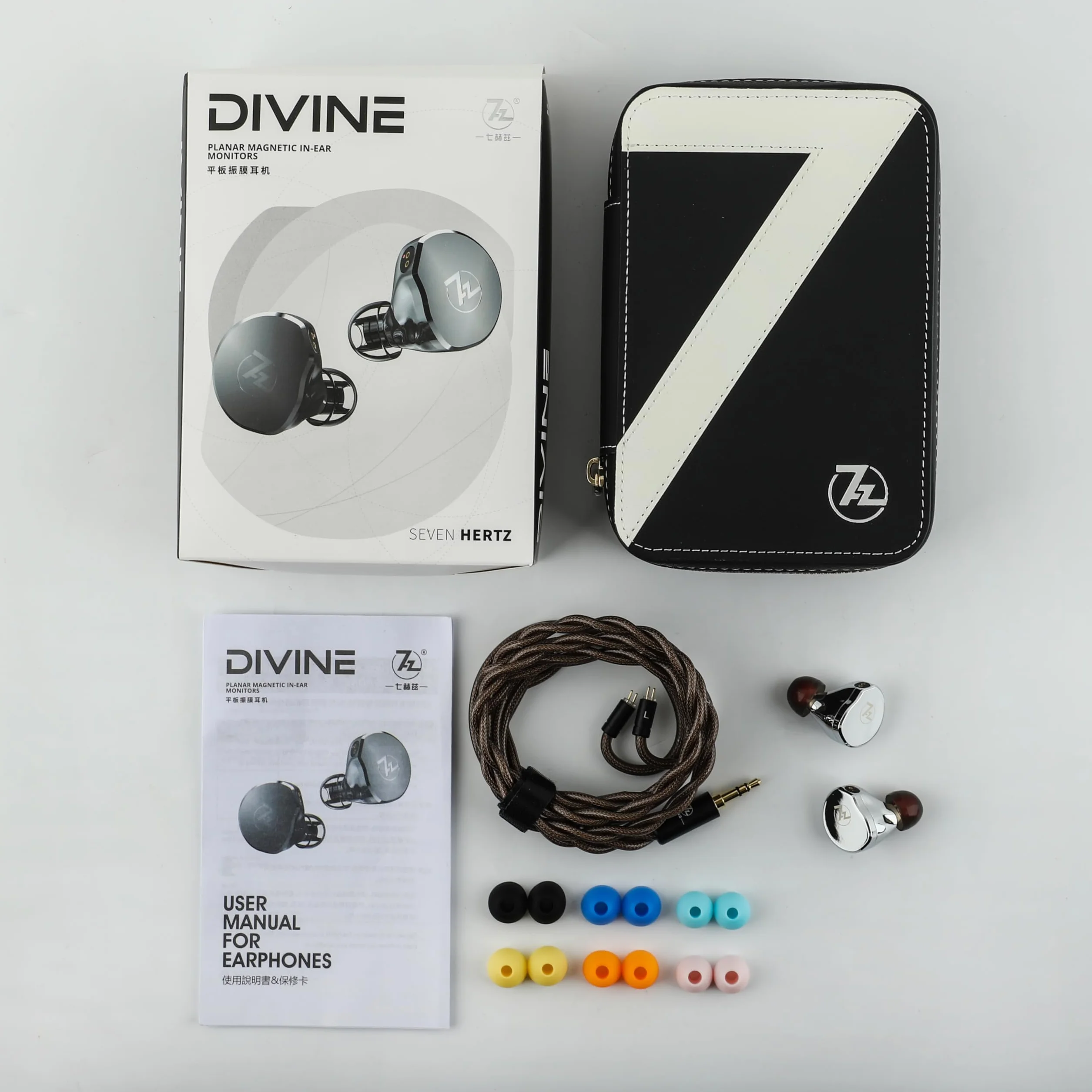 7Hz x Crinacle Diablo/Divine In-Ear Monitors, 14,5 mm planarny przetwornik magnetyczny IEM, słuchawki HiFi z odłączanym kablem 2-pin (Divine, Srebro)