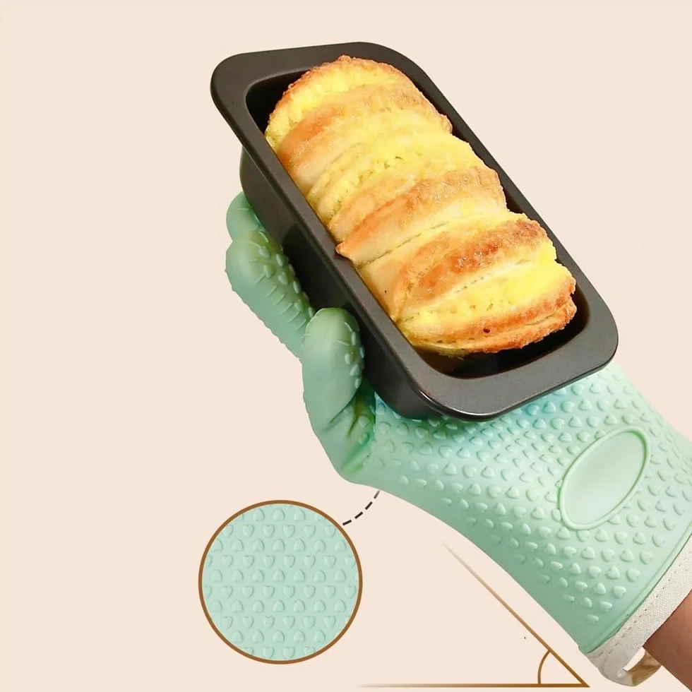 Silikonowe rękawice żaroodporne do użytku domowego, długie bawełniane, mikrofalówki, piekarnika, pieczenia, grillowania(2Pcs C)