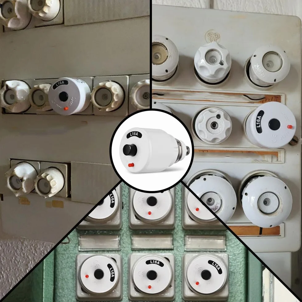 Automat śrubowy (zabezpieczenie starej dystrybucji elektrycznej), bezpiecznik automatyczny śrubowy 16 A, gwint E27, charakterystyka L, 250/380 V, biały