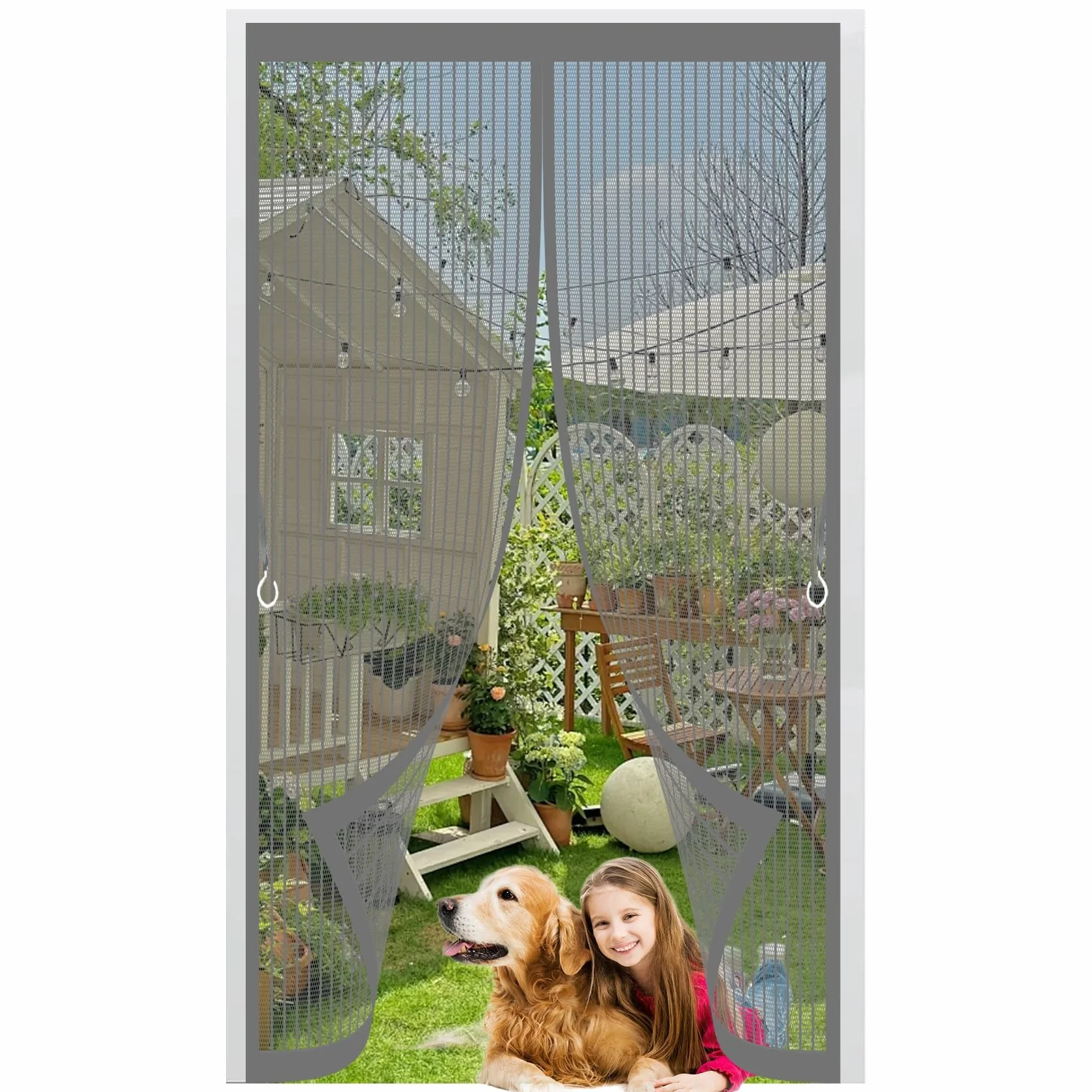 Moskitiery Do Drzwi 93 x 214 cm Silne Magnesy, Montaż Bez Wiercenia, Zamyka Się Automatycznie, Chroni Przed Muchami I Owadami Siatki Przeciw Owadom Do Balkonowych I Sypialni, Szary