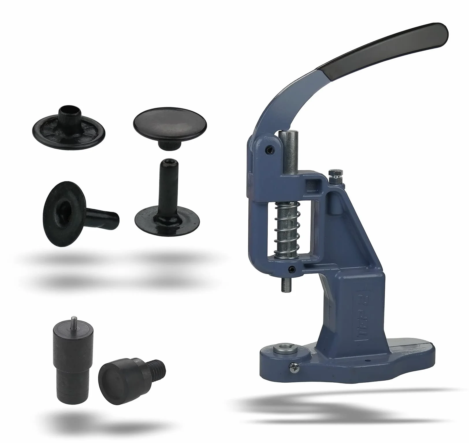 Ista Tools Prasa do nitów, prasa do oczek, + nity drążone, nity, pojedyncza główka 6 mm, 7 mm, 9 mm, 12 mm stal (1, zestaw prasy + nity drążone 9 x 7 mm, czarna)