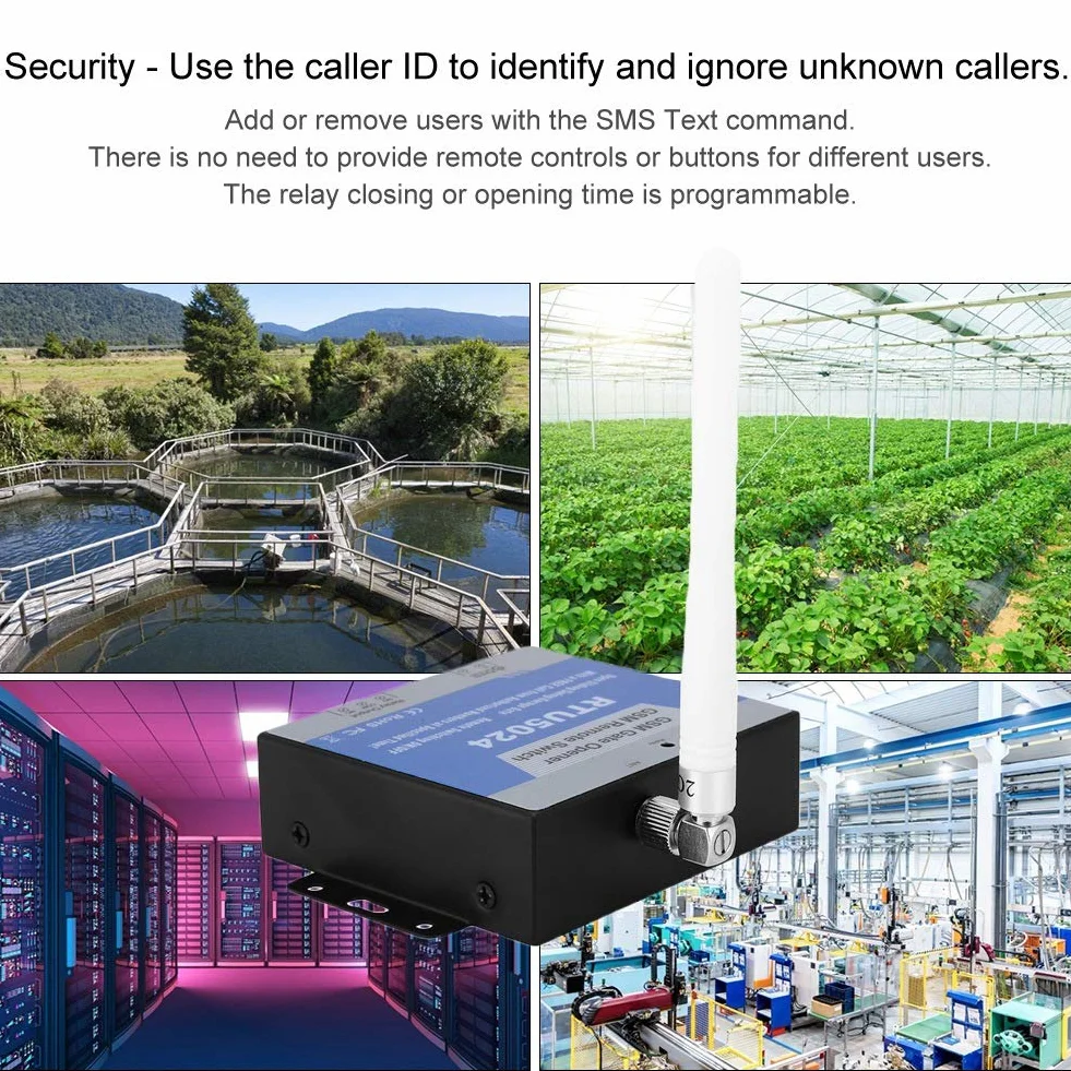 GSM otwieracz bramy, RTU 5024 kontroler dostępu, zdalne włączanie/wyłączanie, darmowe połączenia SMS, obsługa poleceń 850/900/1800/1900 MHz