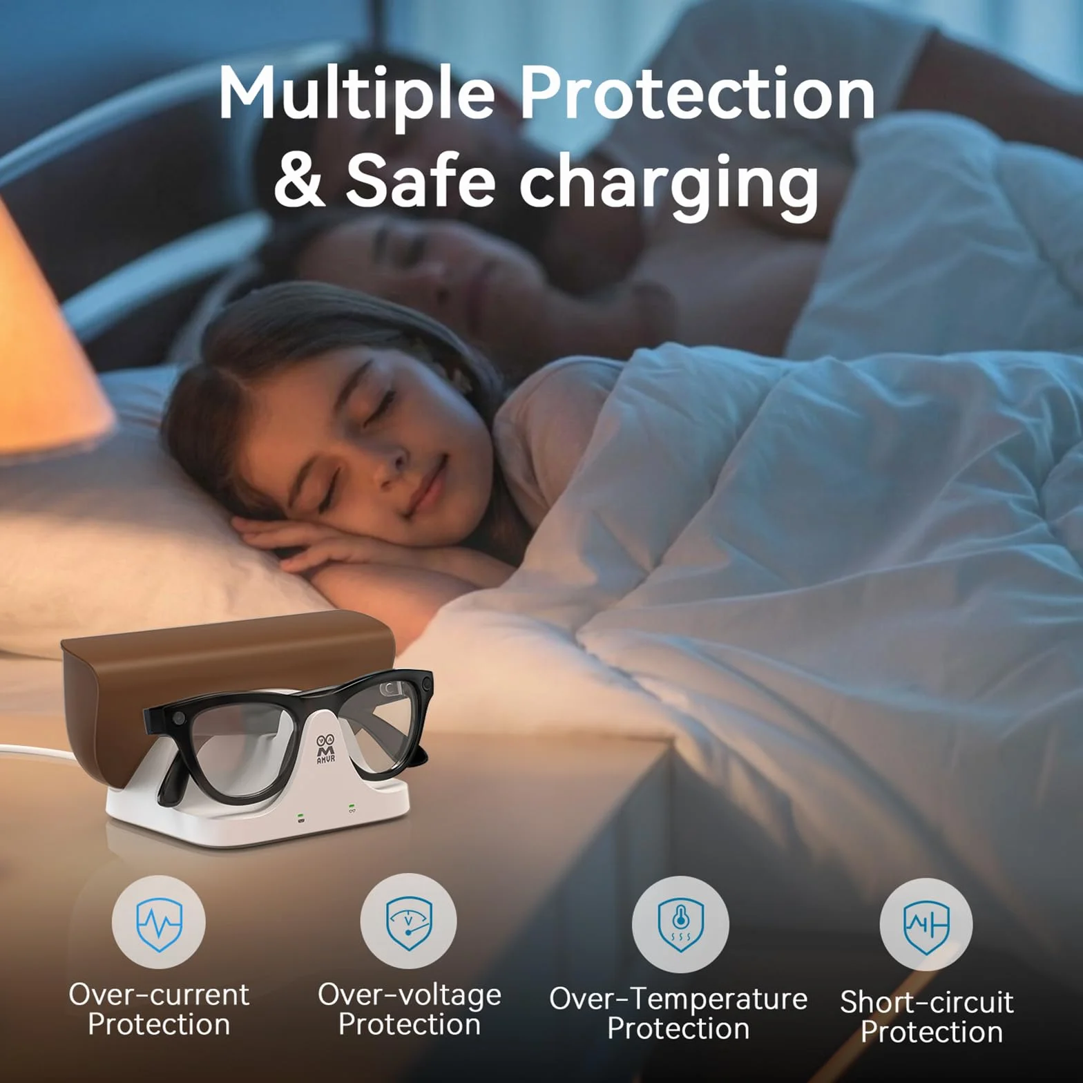 AMVR Magnetyczna stacja ładująca 2 w 1 kompatybilna z Ray Ban Meta Smart Glasses