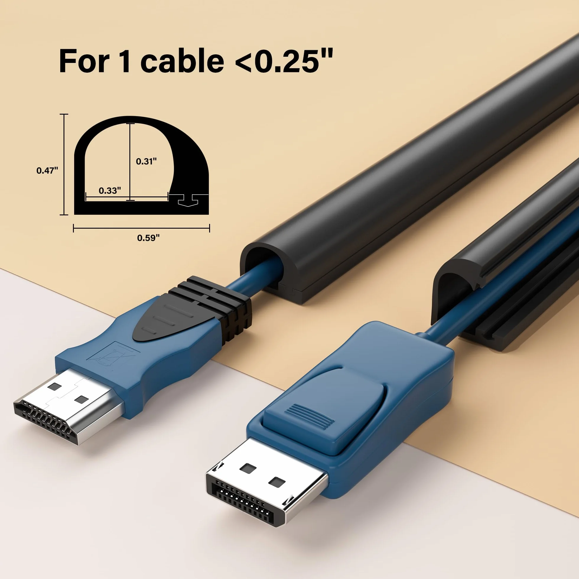 Samoprzylepny kanał kablowy 2,5 m – elastyczny silikonowy kanał kablowy na 1 kabel (15 x 12 mm) – osłona kabla na ścianę, telewizor i biurko – możliwość przycięcia i malowania (czarny)