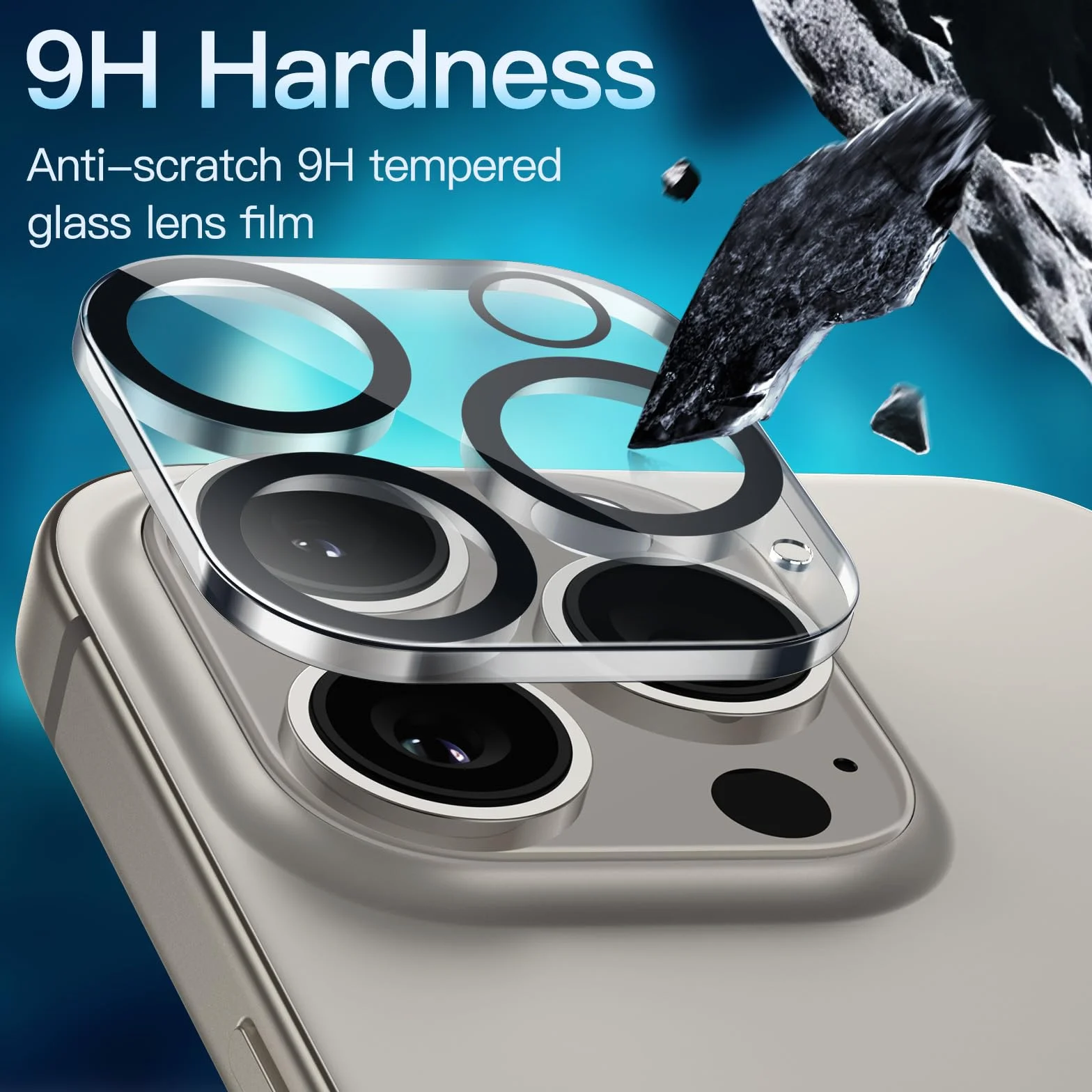 JETech Osłona Obiektywu Aparatu iPhone 16 Pro 6,3 Cala iPhone 16 Pro Max 6,9 Cala 9H Szkło Hartowane 3 Sztuki