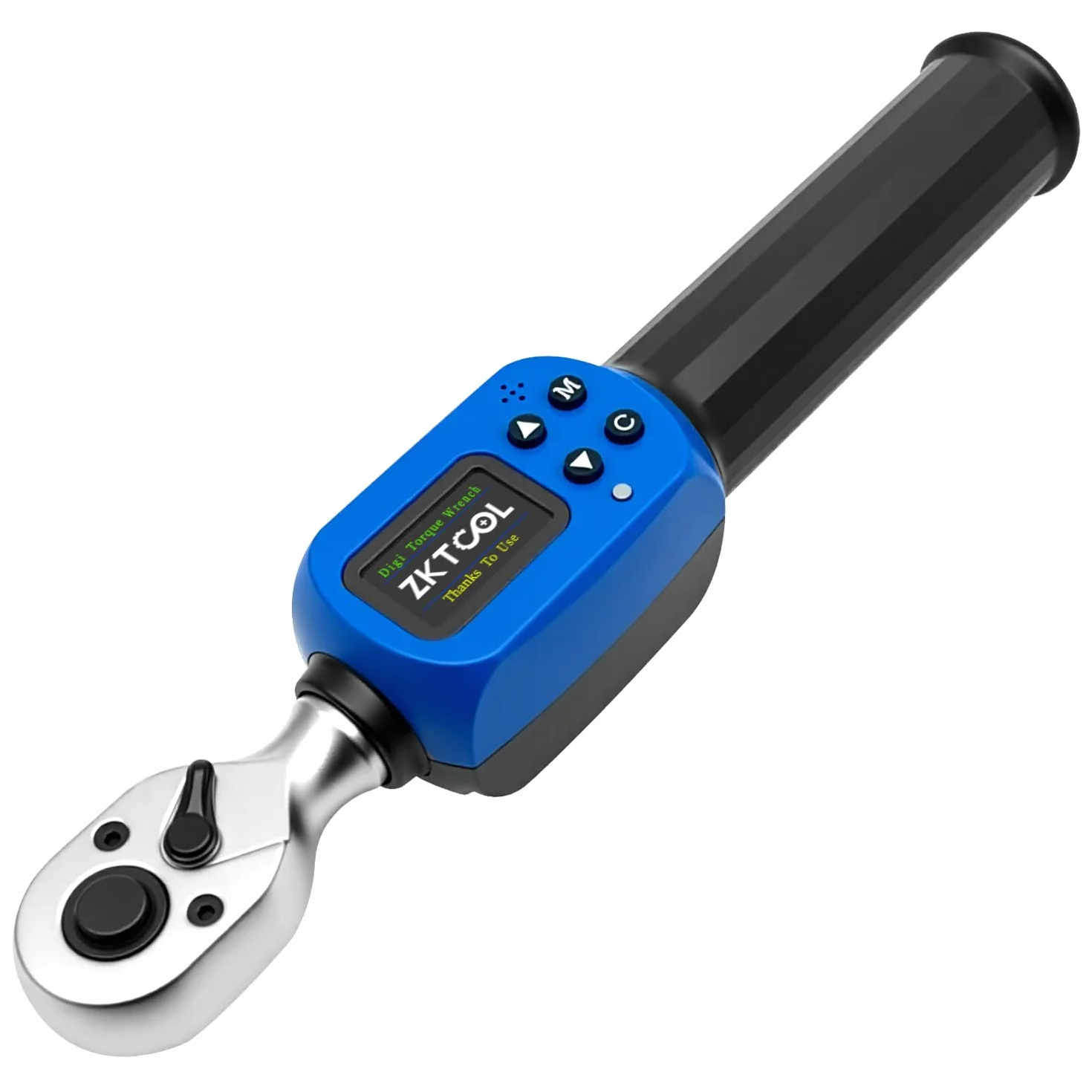 ZKTOOL 3/8" Klucz dynamometryczny cyfrowy, klucz dynamometryczny z grzechotką 3-60 Nm, pięć typów jednostek: Nm, Lbf.ft, Lbf.in, Kgf.cm, Kgf.m, wyświetlacz LED o wysokiej dokładności ±2%