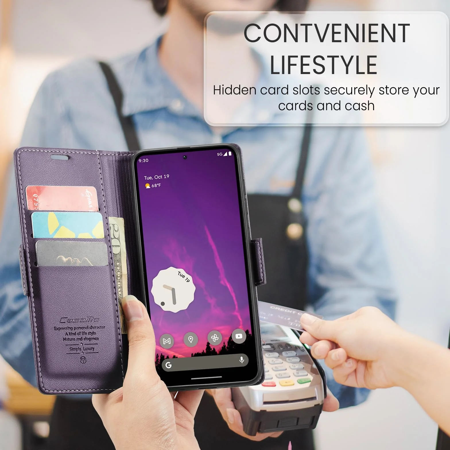 Etui do Google Pixel 9 Pro XL, wysokiej jakości skórzane portfela Case z [blokada RFID] stojak magnetyczne karty klapką ochrona obudowa Kompatybilne Google Pixel 9 Pro XL, Fioletowy
