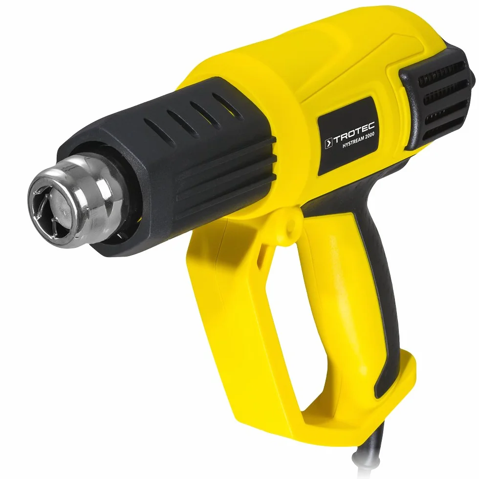 TROTEC Pistolet na gorące powietrze HyStream 2000 – Opalarka poziomy temperatury 50 °/ 650 °, 2000 W – Zabezpieczenie przed przegrzaniem, wyświetlacz LCD, do usuwania farby, lutowania, obkurczania
