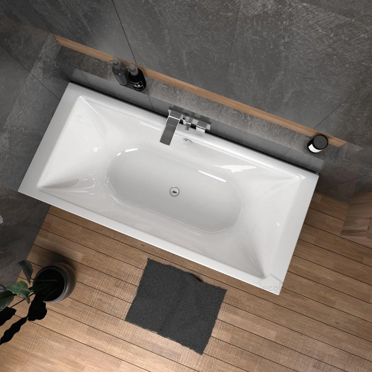 ECOLAM duża wanna prostokątna 200x90 cm akrylowa TAMI + obudowa styropianowa do opłytkowania wanna idealna dla 2 osób bezpośrednio od producenta w zestawie syfon silikon stelaż