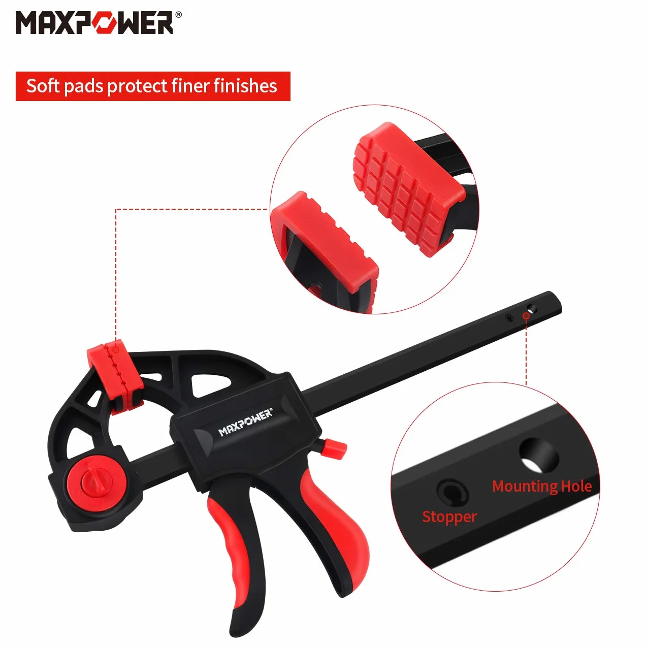 Zestaw zacisków prętowych 4 szt., MAXPOWER 24"/600 mm, szybkozłączka z grzechotką F, 800 mm, zestaw zacisków do obróbki drewna i projektów DIY