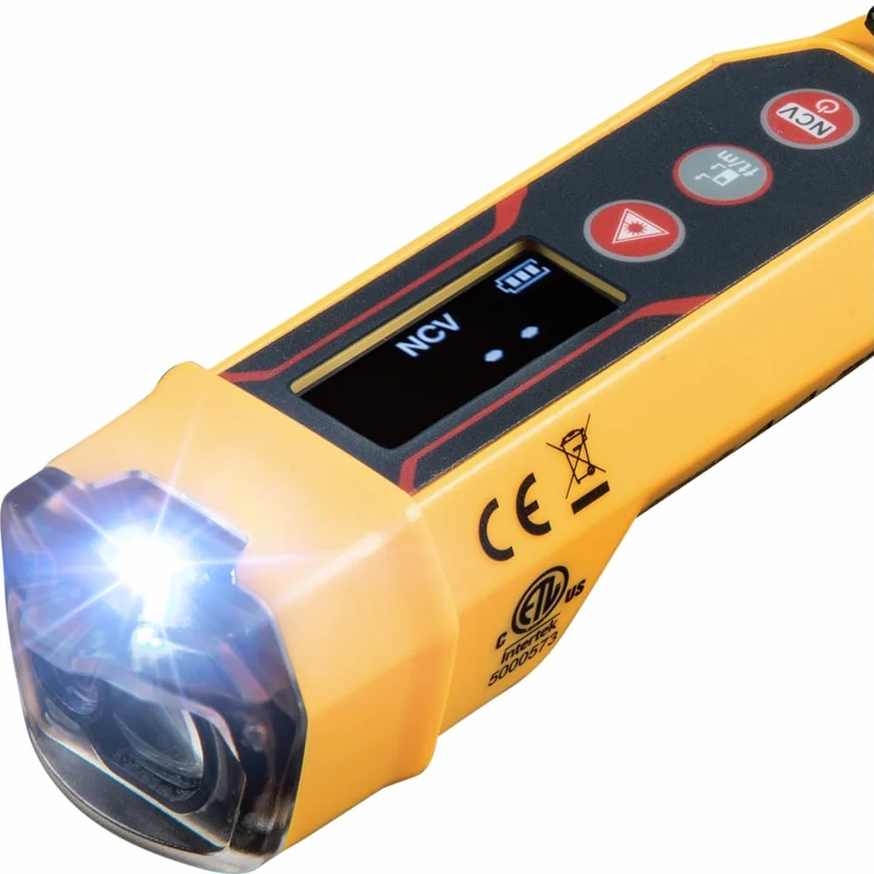 KLEIN TOOLS Bezdotykowy miernik napięcia, 12 do 1000 V AC, z dalmierzem laserowym, żółty, czarny
