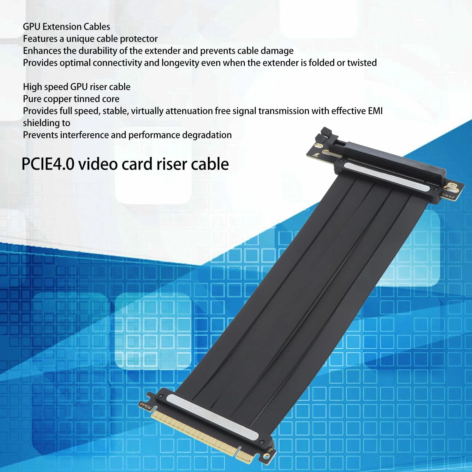 Kabel Riser PCIe 4.0 16X 90° GPU Ekranowany EMI do RTX3080ti