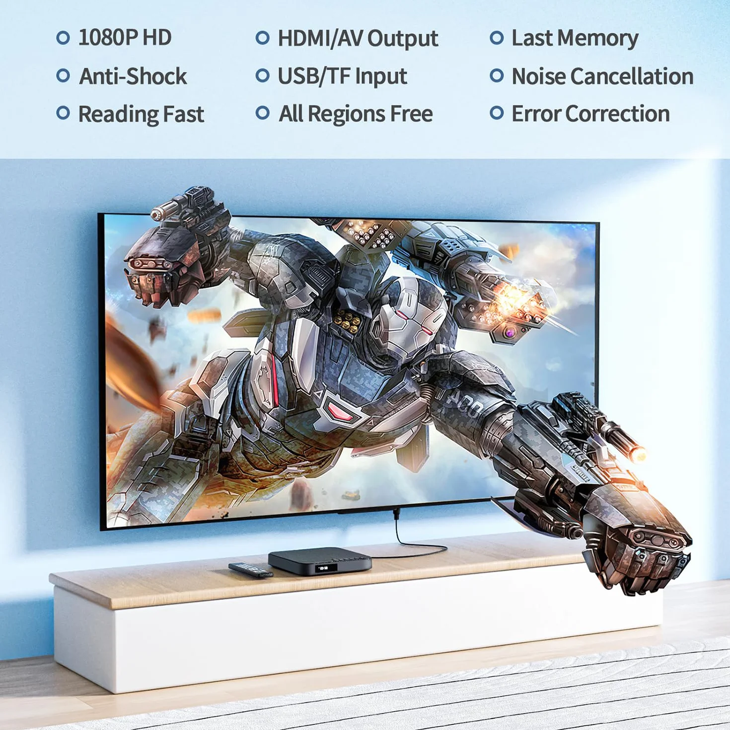 Odtwarzacz DVD Mini HD 1080P HDMI USB/TF Pilot PAL/NTSC