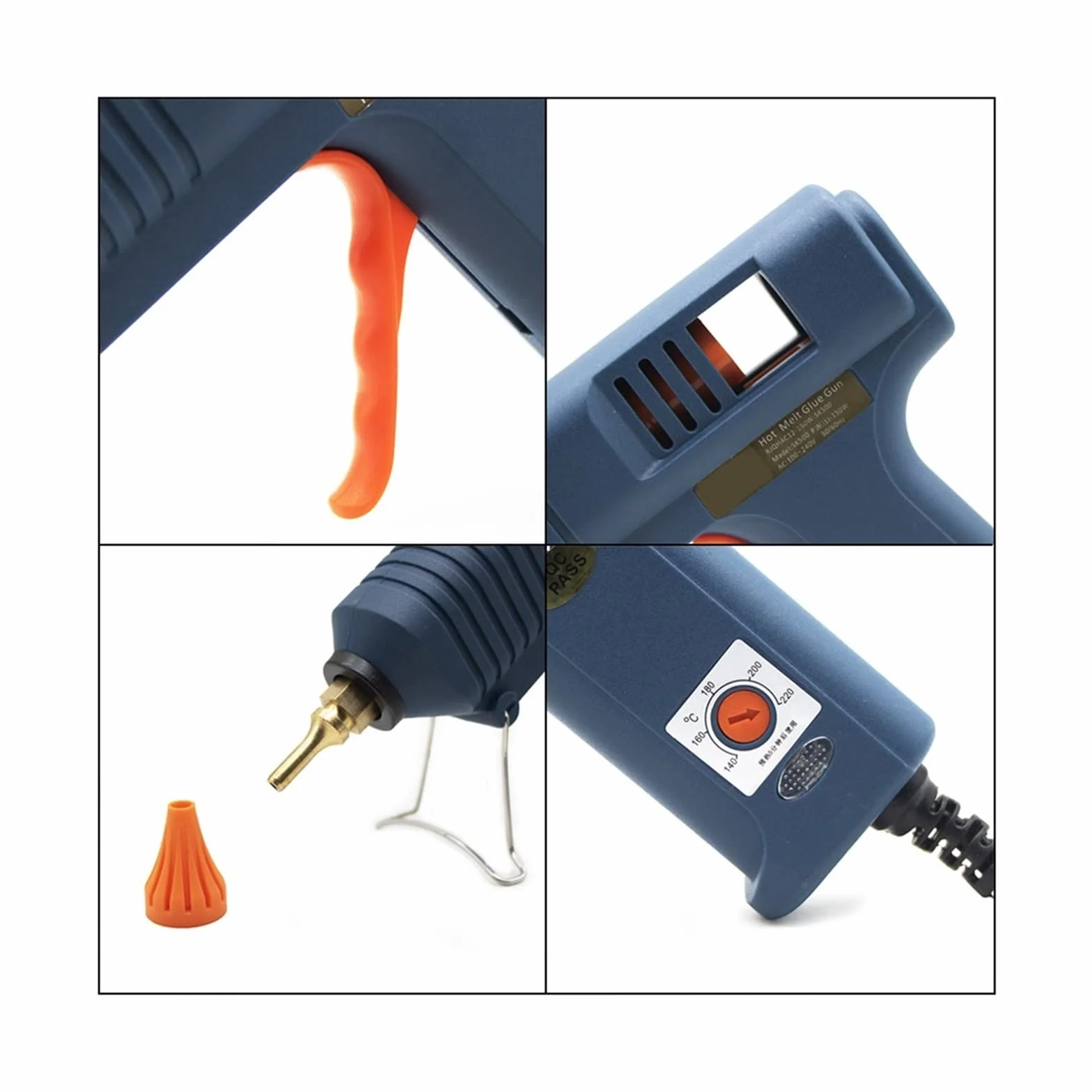 Pistolet Do Kleju Na GorąCo Pistolet Do Klejenia Na Gorąco 150W Regulowana Temperatura Pistolet Do Klejenia Dysza 11mm Kleje W Sztyfcie Profesjonalny Przemysłowy Pistolet Do Topienia Klej Gorący Pisto