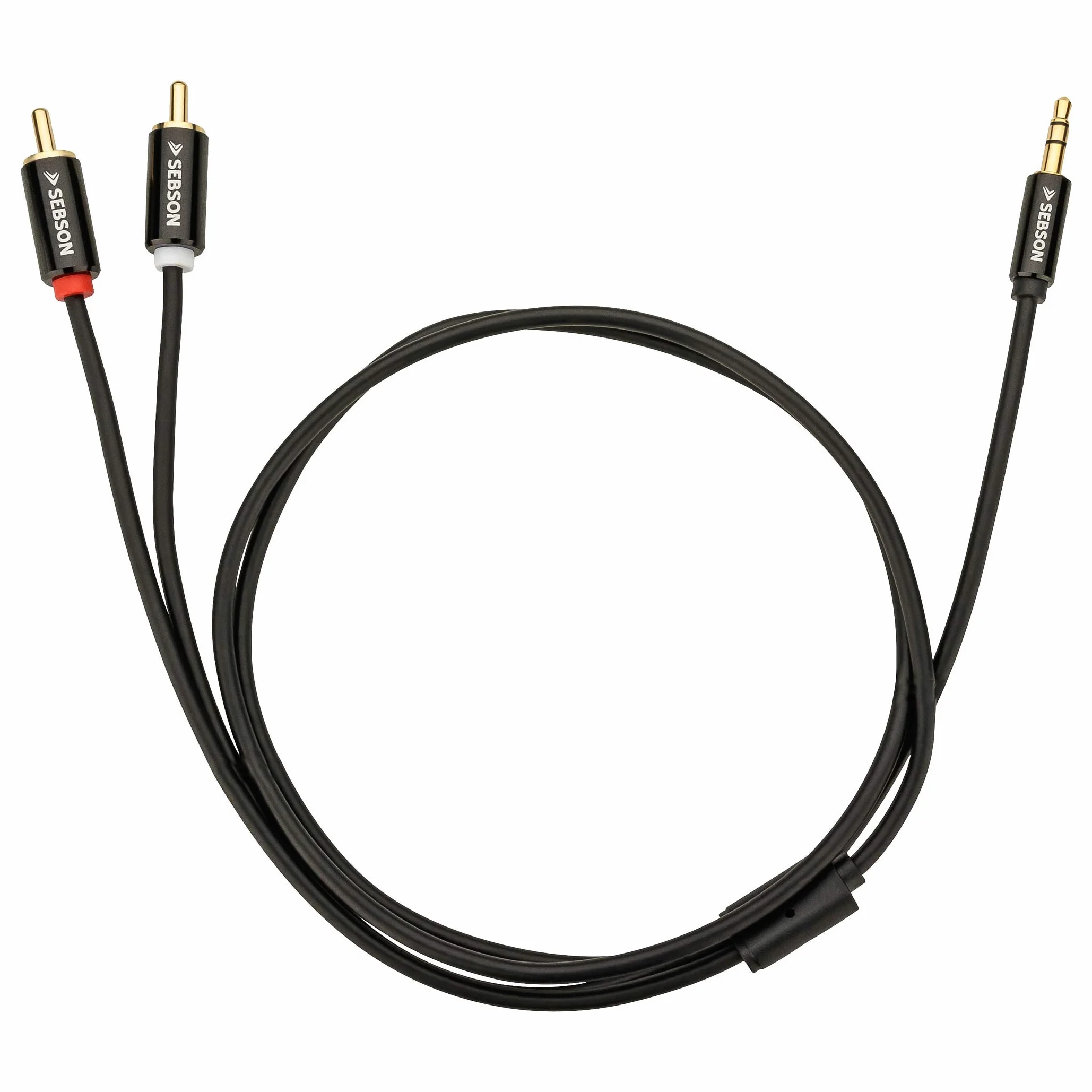 SEBSON Kabel RCA 1m 1x Jack 3,5mm do 2x Chinch AUX Audio